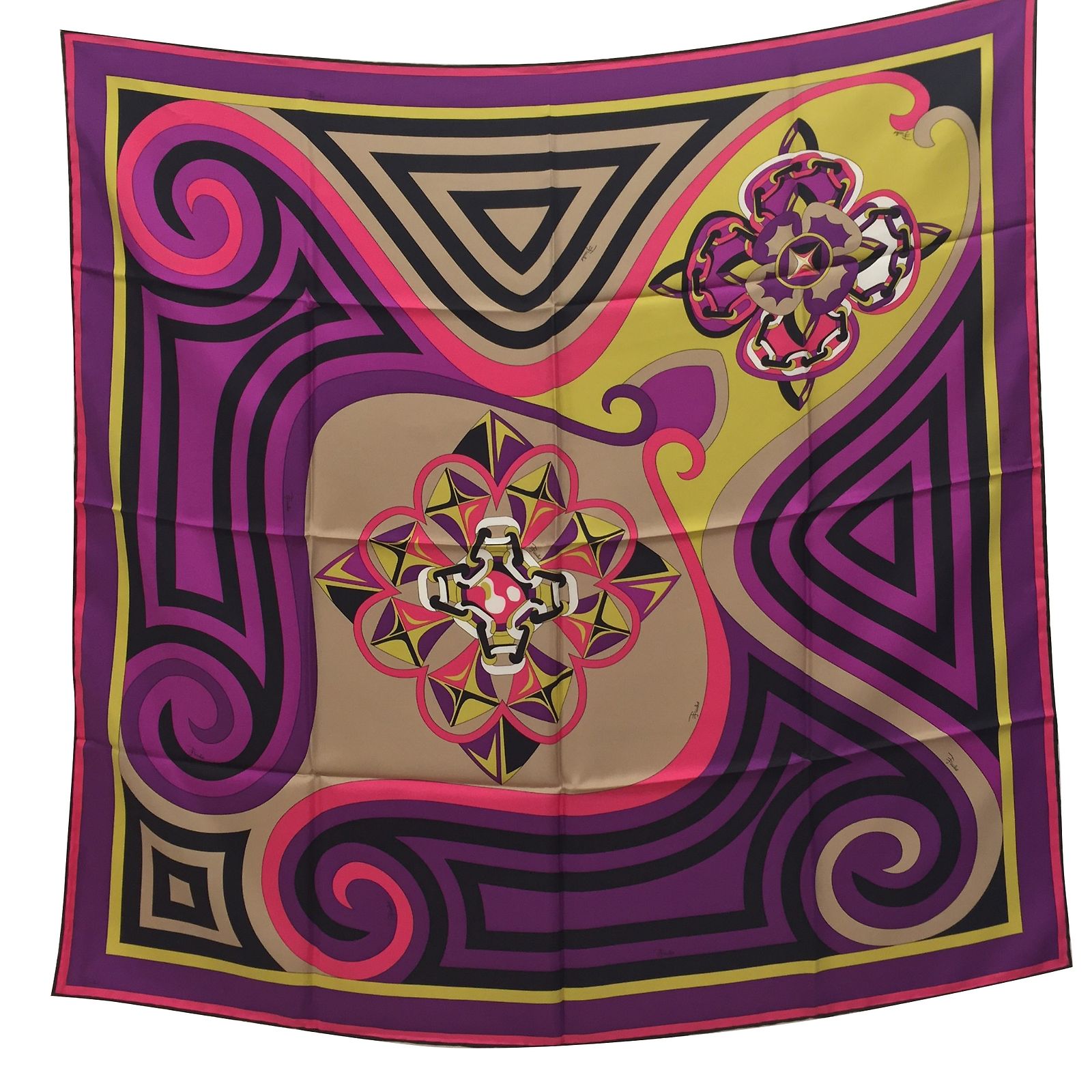Foulard En Soie 100% Emilio Pucci Vintage - Roulotté Main - 56g (occasion)