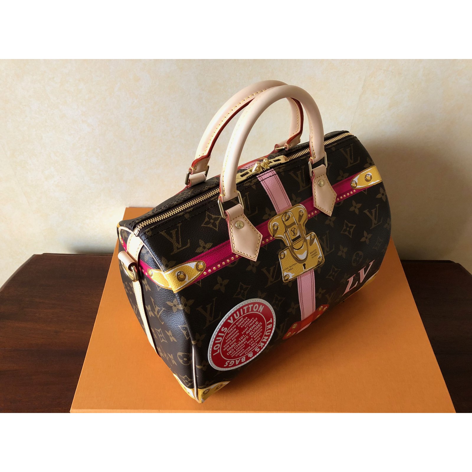 Louis Vuitton Speedy Shoulder Strap 30 Handbags Cloth Multiple colors ref.86661 - Joli Closet