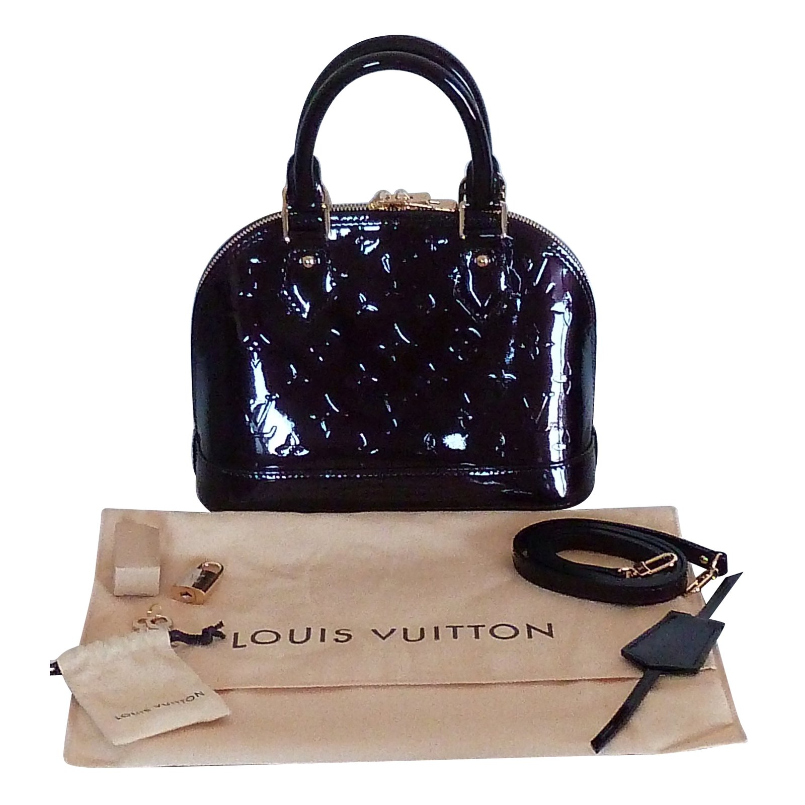 Alma bb patent leather handbag Louis Vuitton Red in Patent leather
