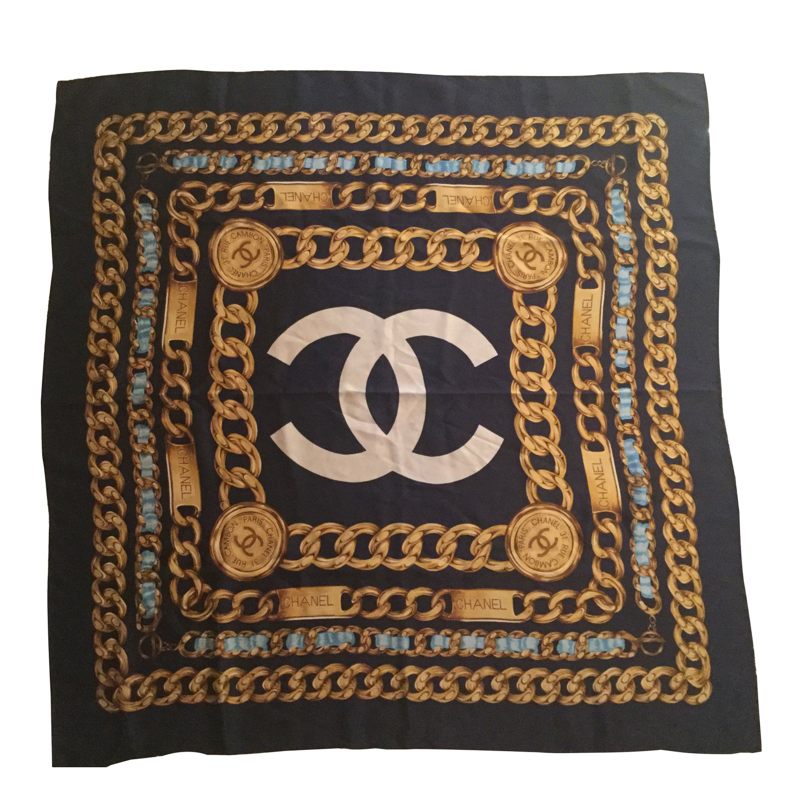 Chanel scarf Blue Silk ref.87345 - Joli Closet
