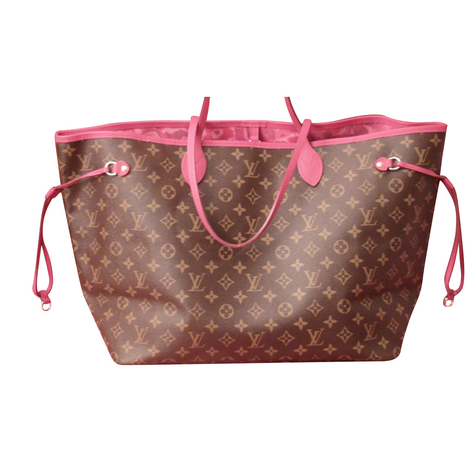 Neverfull leather tote Louis Vuitton Pink in Leather - 38002563