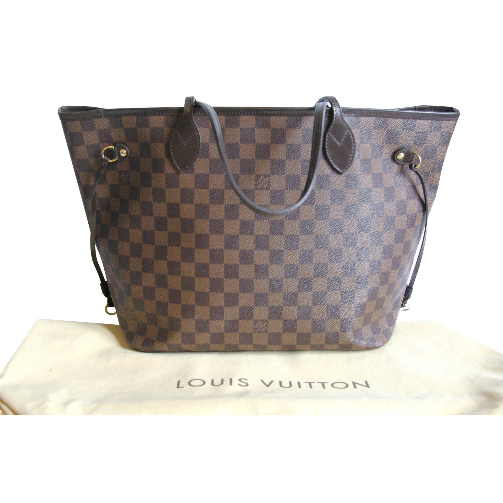 Neverfull leather tote Louis Vuitton Brown in Leather - 37538502