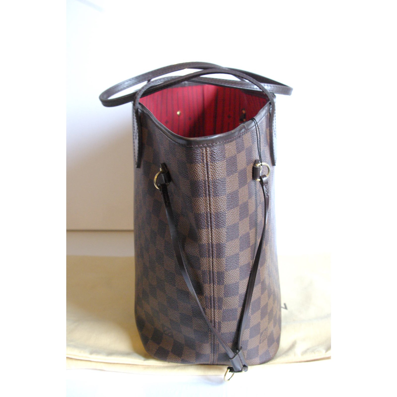 Neverfull leather tote Louis Vuitton Brown in Leather - 37869432
