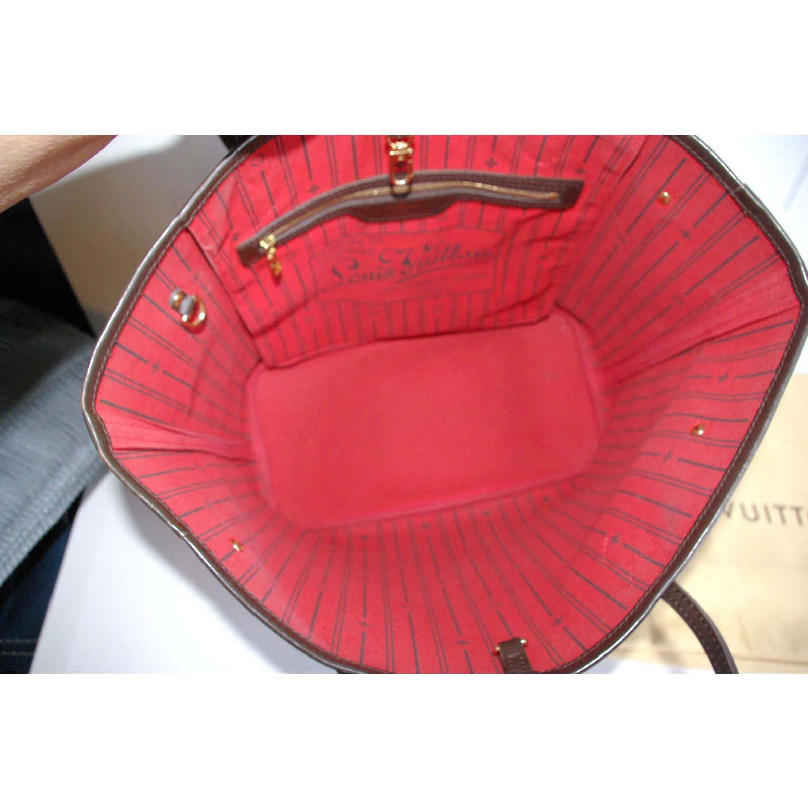 Neverfull cloth handbag Louis Vuitton Brown in Cloth - 36225415