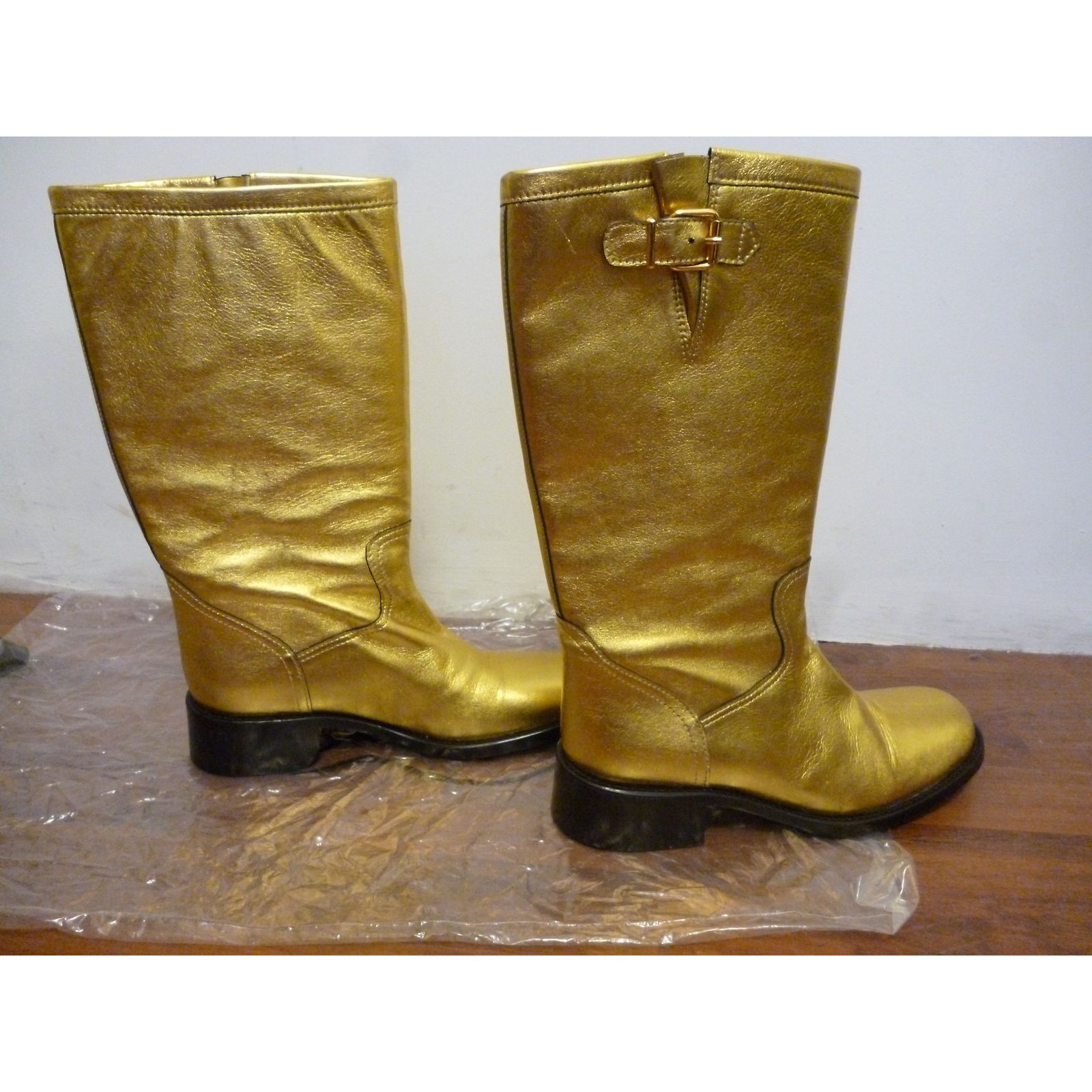 Bottes Femme FREE LANCE En Cuir & Toile - Marron & Kaki - Pointure 36,5 EU - Talon Plat - Occasion