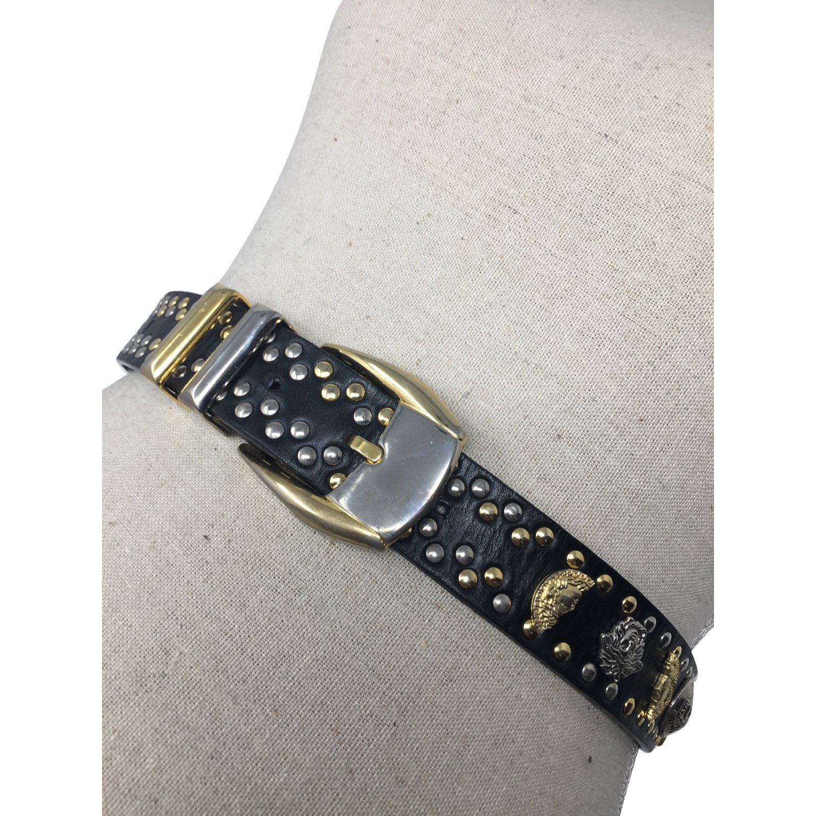 Versace belt Black Leather ref.421669 - Joli Closet