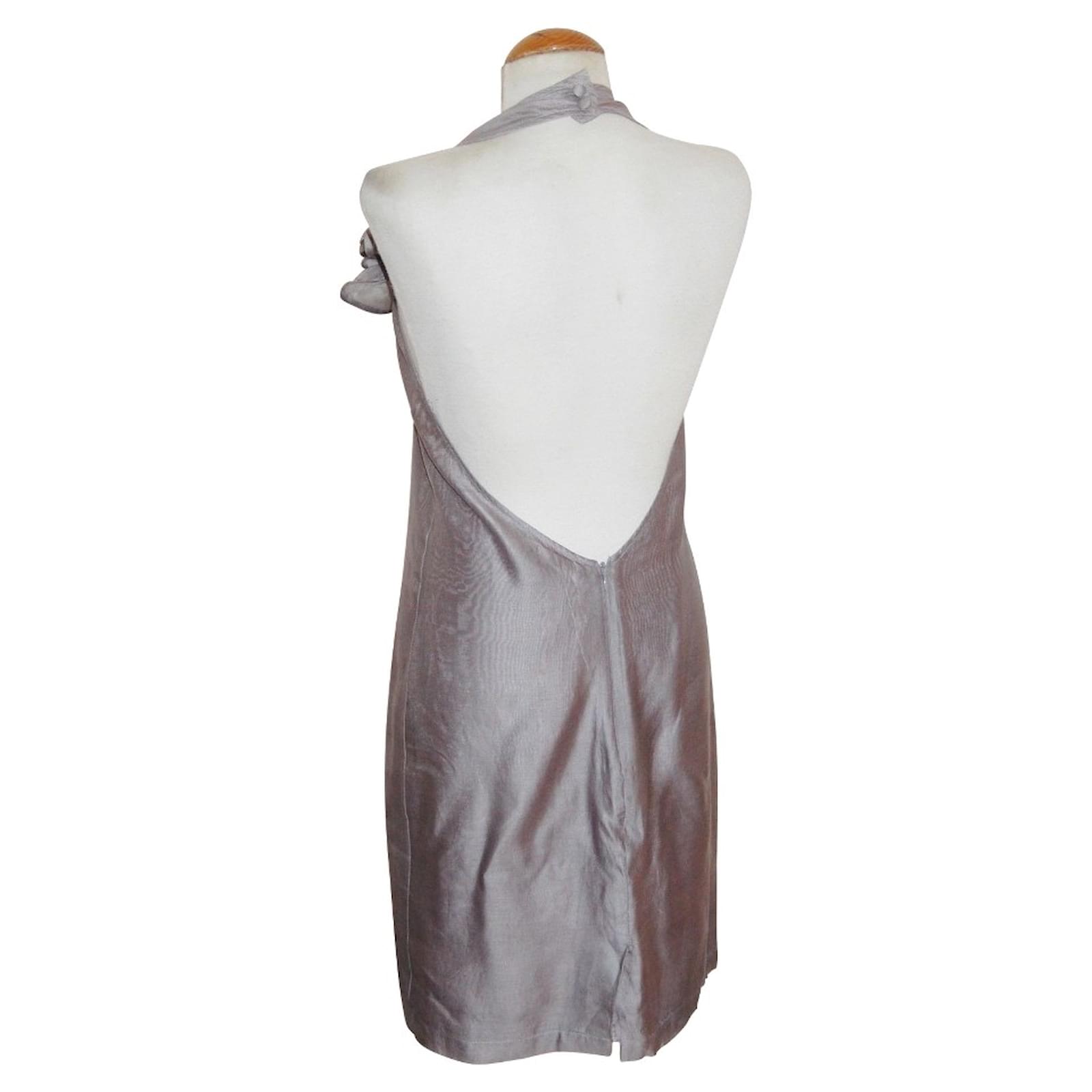 reiss silver dress Reiss Atelier Ruched Silk-Blend Satin Dress in Silver