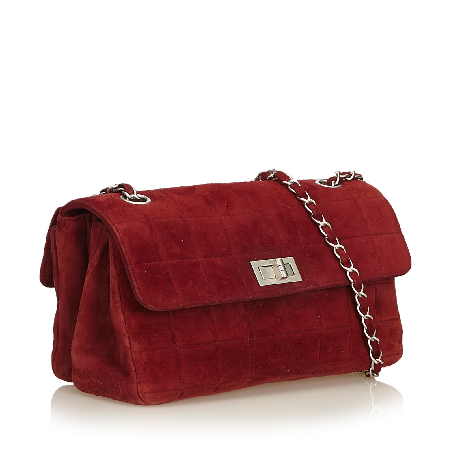 Chanel Suede Leather Choco Bar Reissue Flap Red Dark red ref.89241 - Joli  Closet
