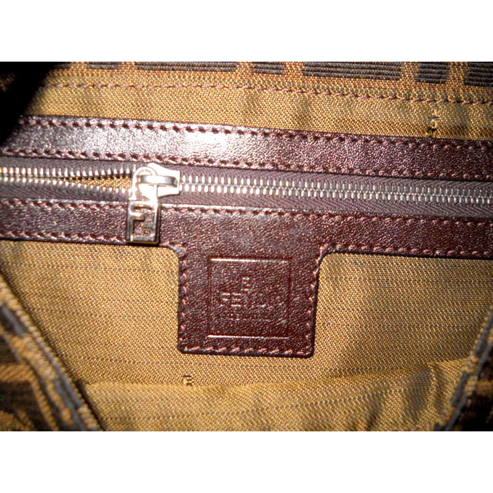 Baguette cloth handbag Fendi Brown in Cloth - 31742763