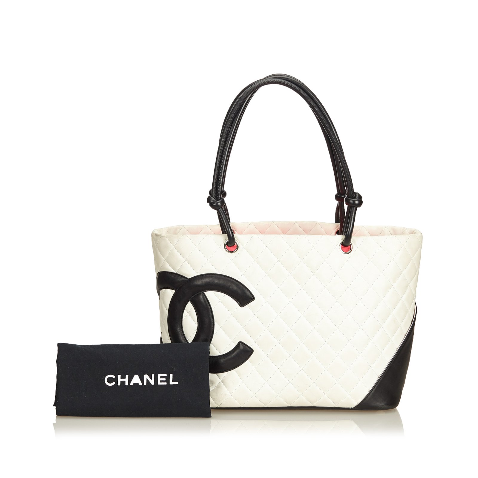 Chanel White Cambon Ligne Tote Black Cream Leather ref.164467 - Joli Closet