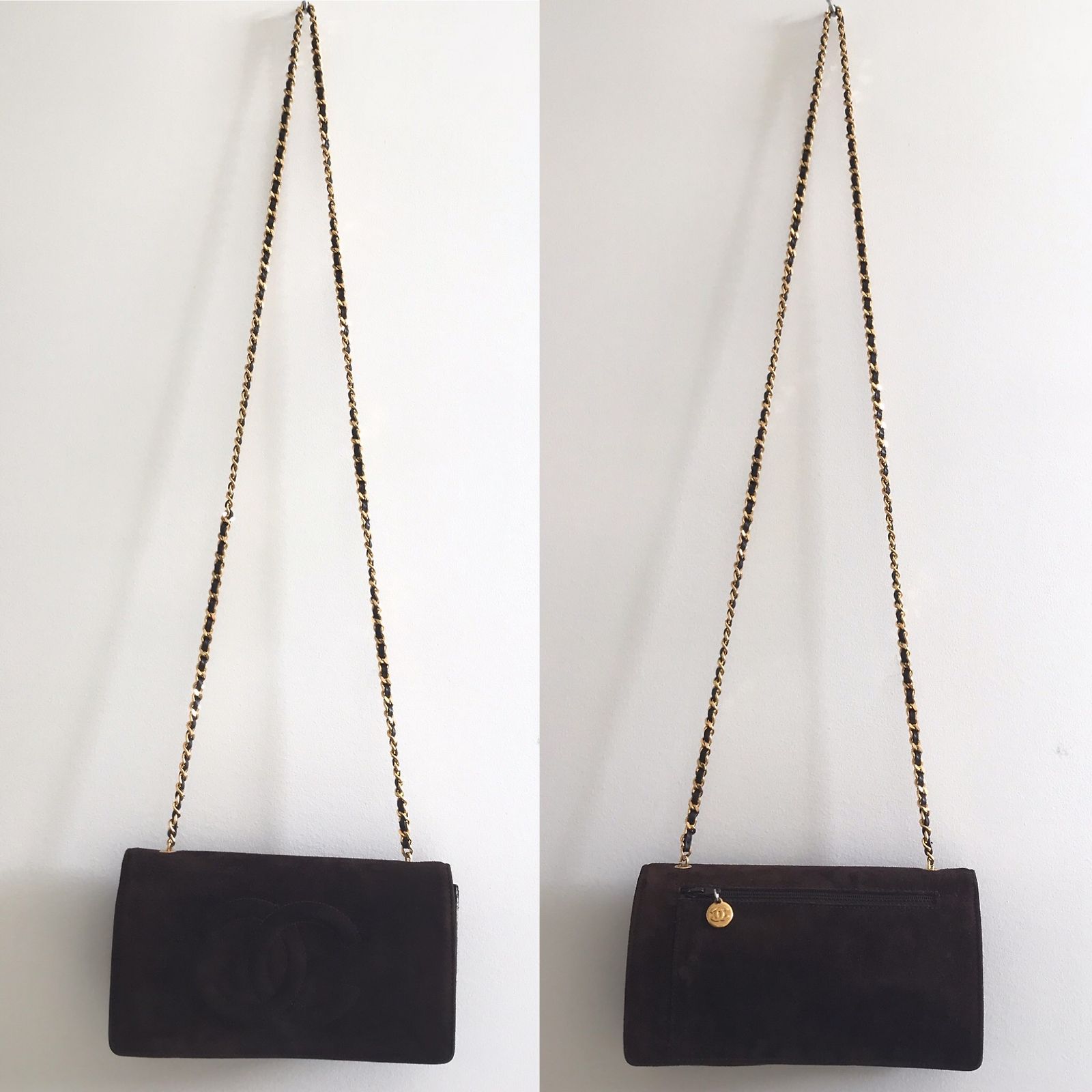 Chanel Suede Wallet on Chain Bag Brown Leather ref.JC89691 (Sold 