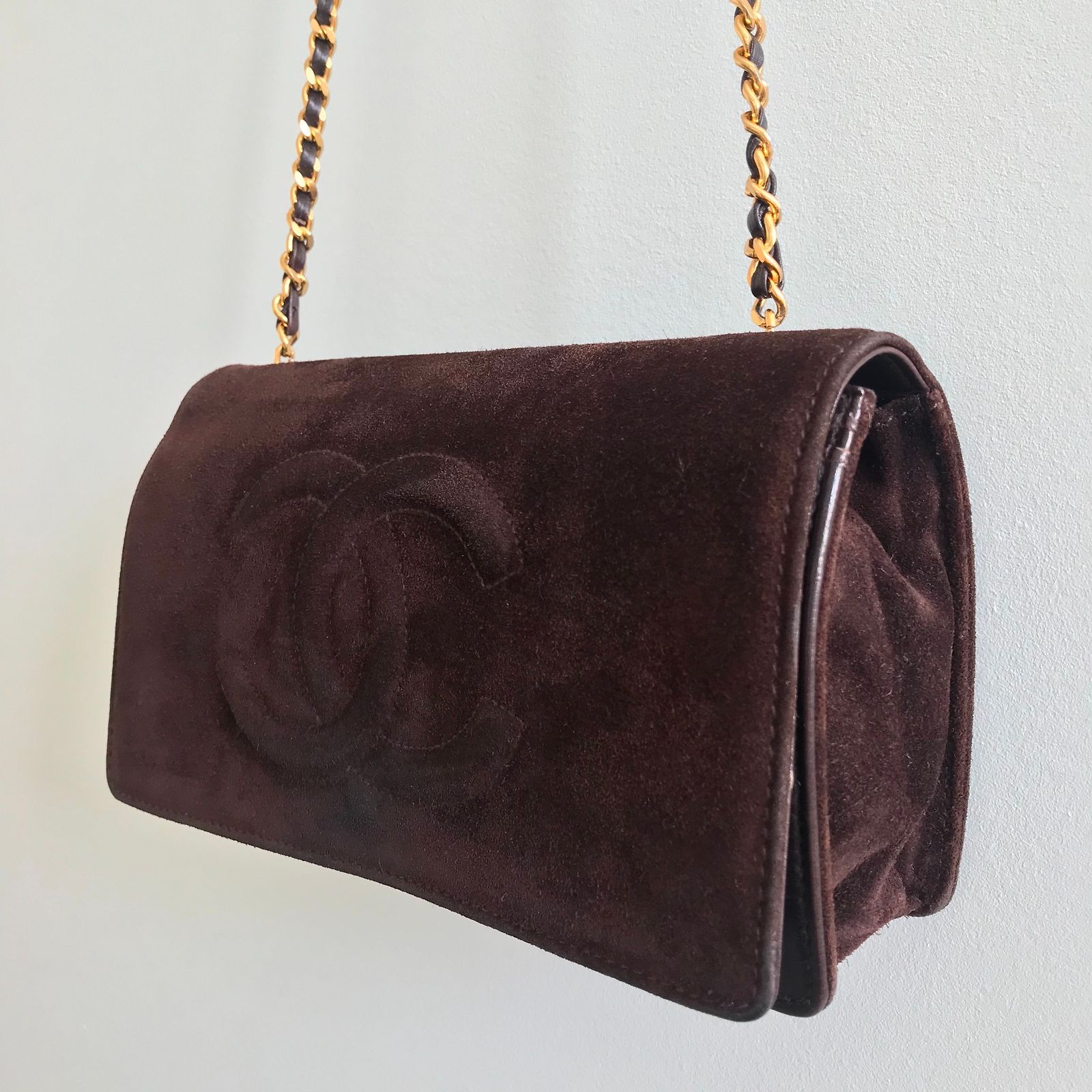 Chanel Suede Wallet on Chain Bag Brown Leather ref.JC89691 (Sold 