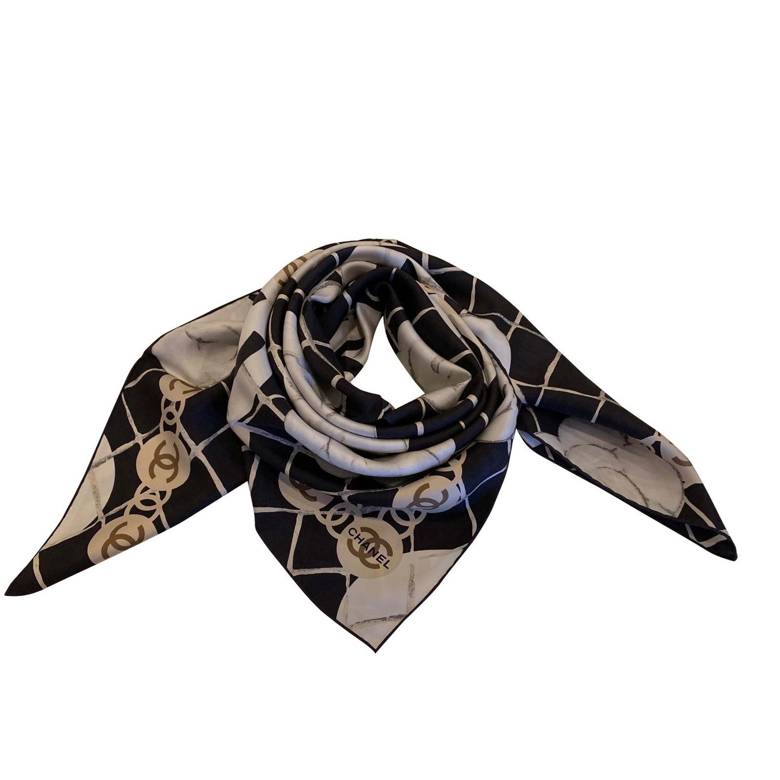 ❤️CHANEL Mesh Silk Scarf Handkerchief Camellia,CC,ONLY ONE IN !