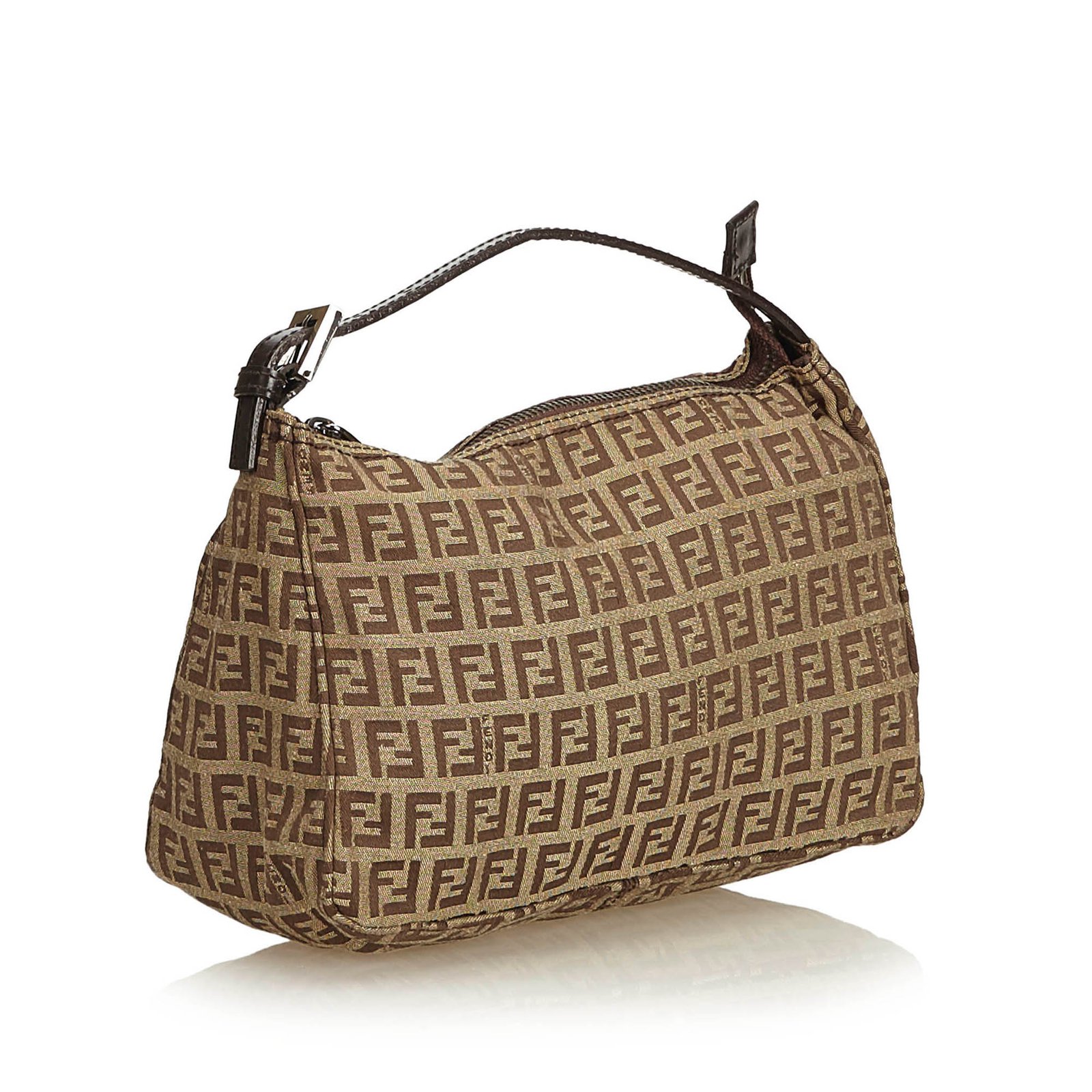 FENDI Zucchino one shoulder Womens shoulder bag beige x brown Leather Cloth  ref.224785 - Joli Closet