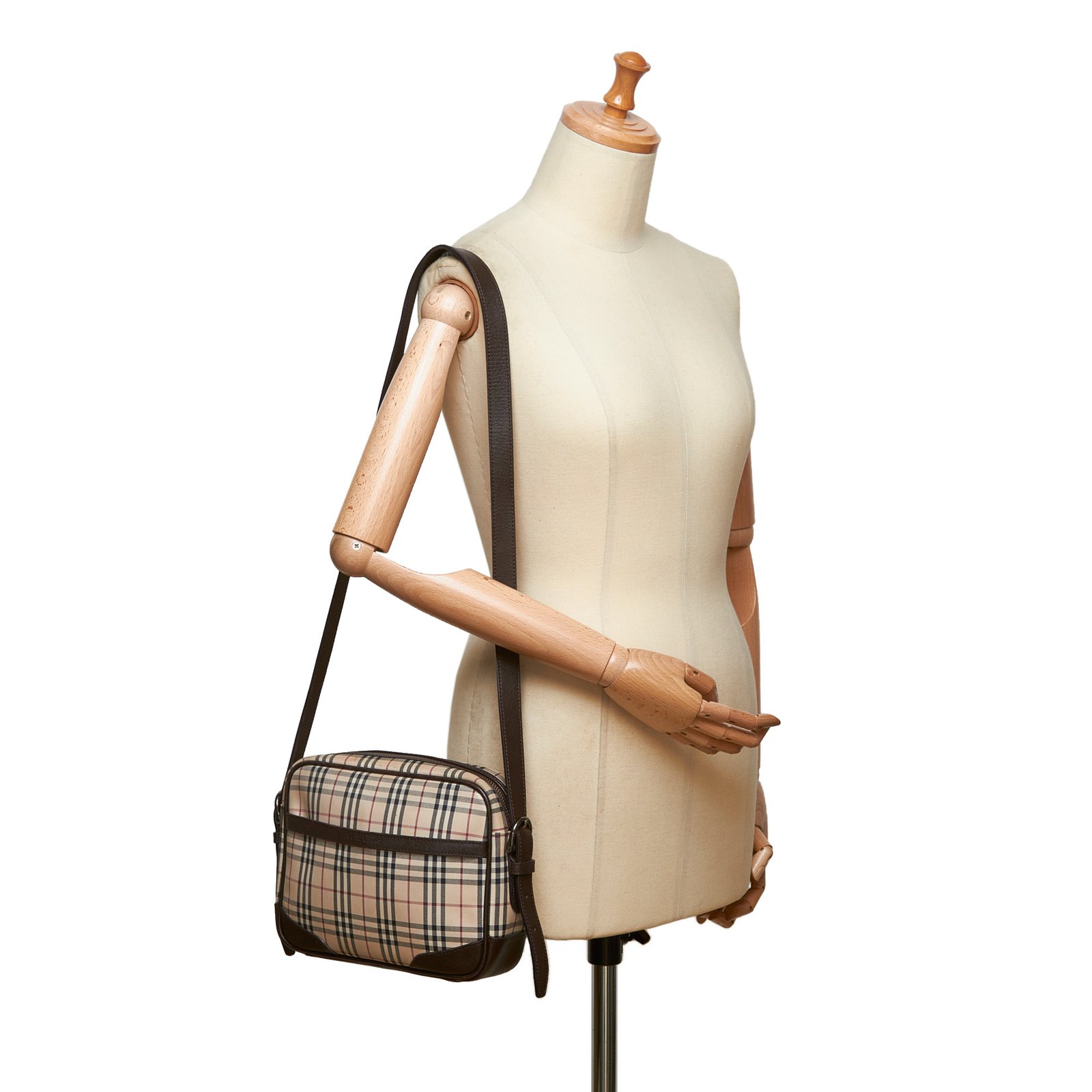 Burberry Plaid Canvas Crossbody Bag Brown Multiple colors Beige Leather ...