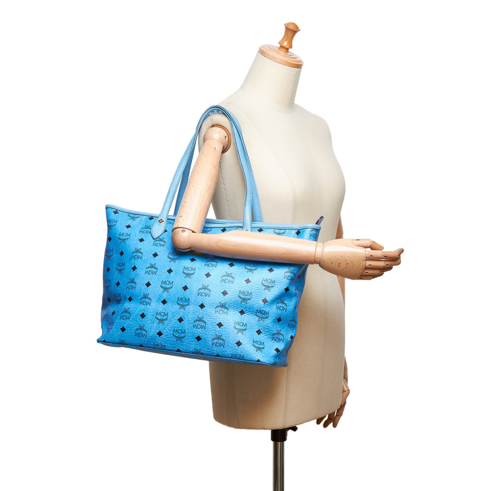 mcm Visetos Tote Bag with Pouch blue Cloth ref.671734 - Joli Closet