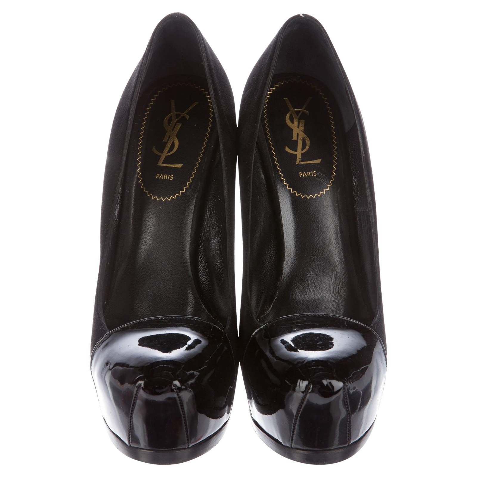 Yves Saint Laurent Tribute Two Black Suede Patent leather ref.90575 ...