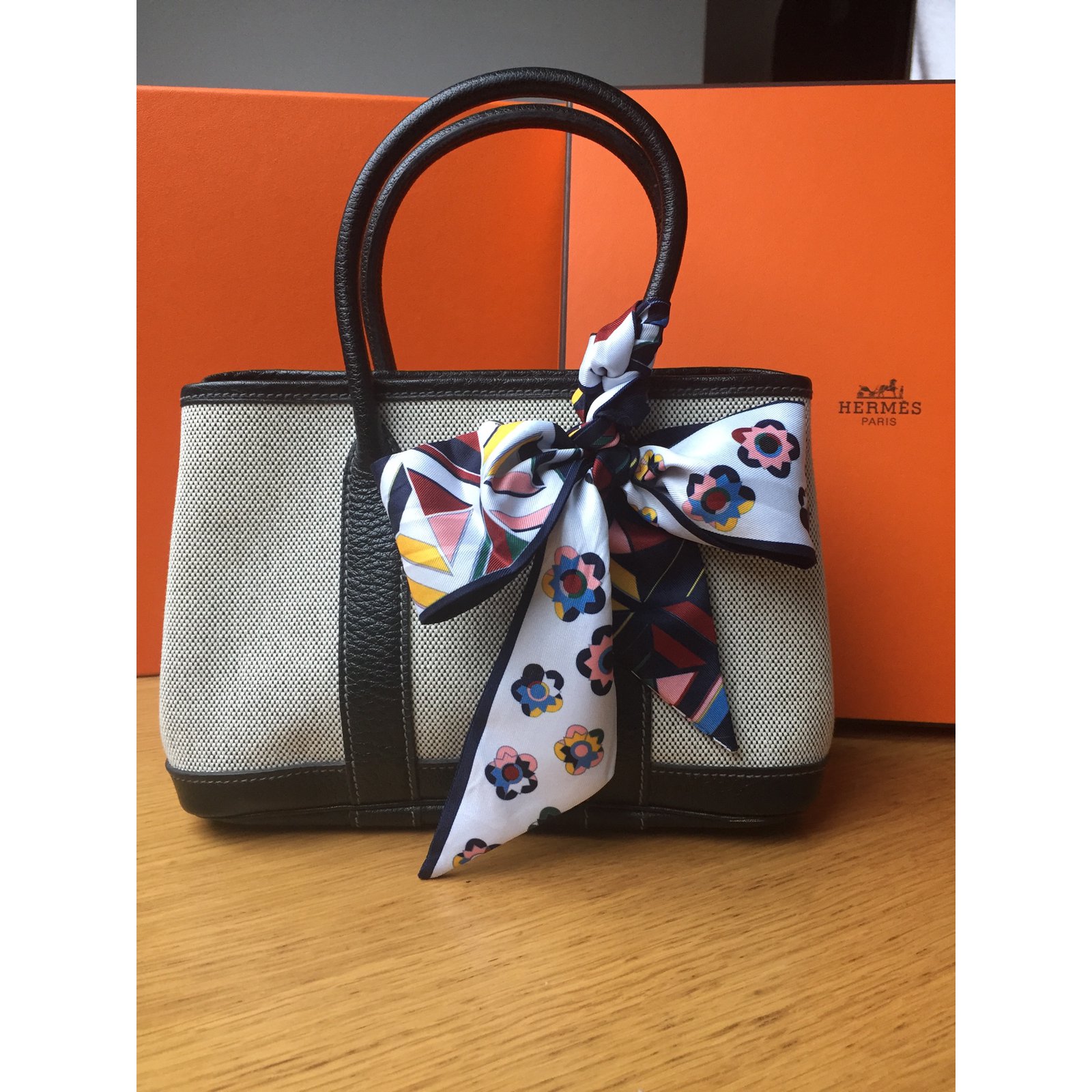 Hermès Garden Party Mini Cream Cloth ref.90584 - Joli Closet