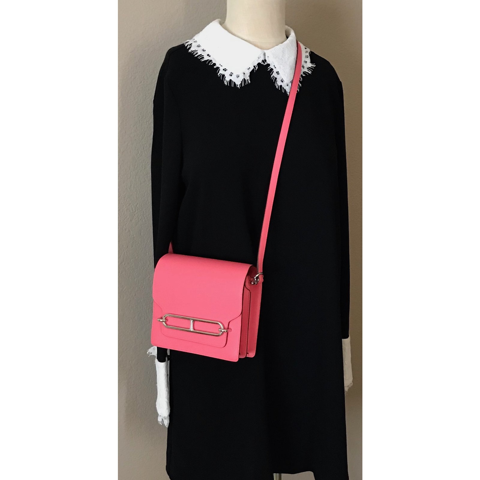 Hermès Bolide Rose Azalee Evercolor Mini 1923 Palladium Hardware, 2023 (Like New), Pink Womens Handbag