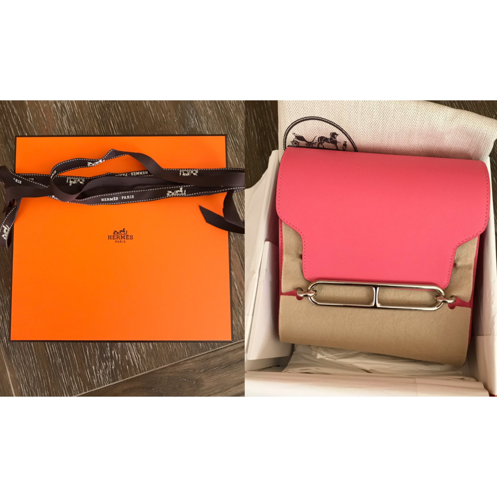 Hermès Rose Azalee And Rouge H Evercolor Leather Verso Mini Roulis 18  Palladium Hardware Available For Immediate Sale At Sotheby's