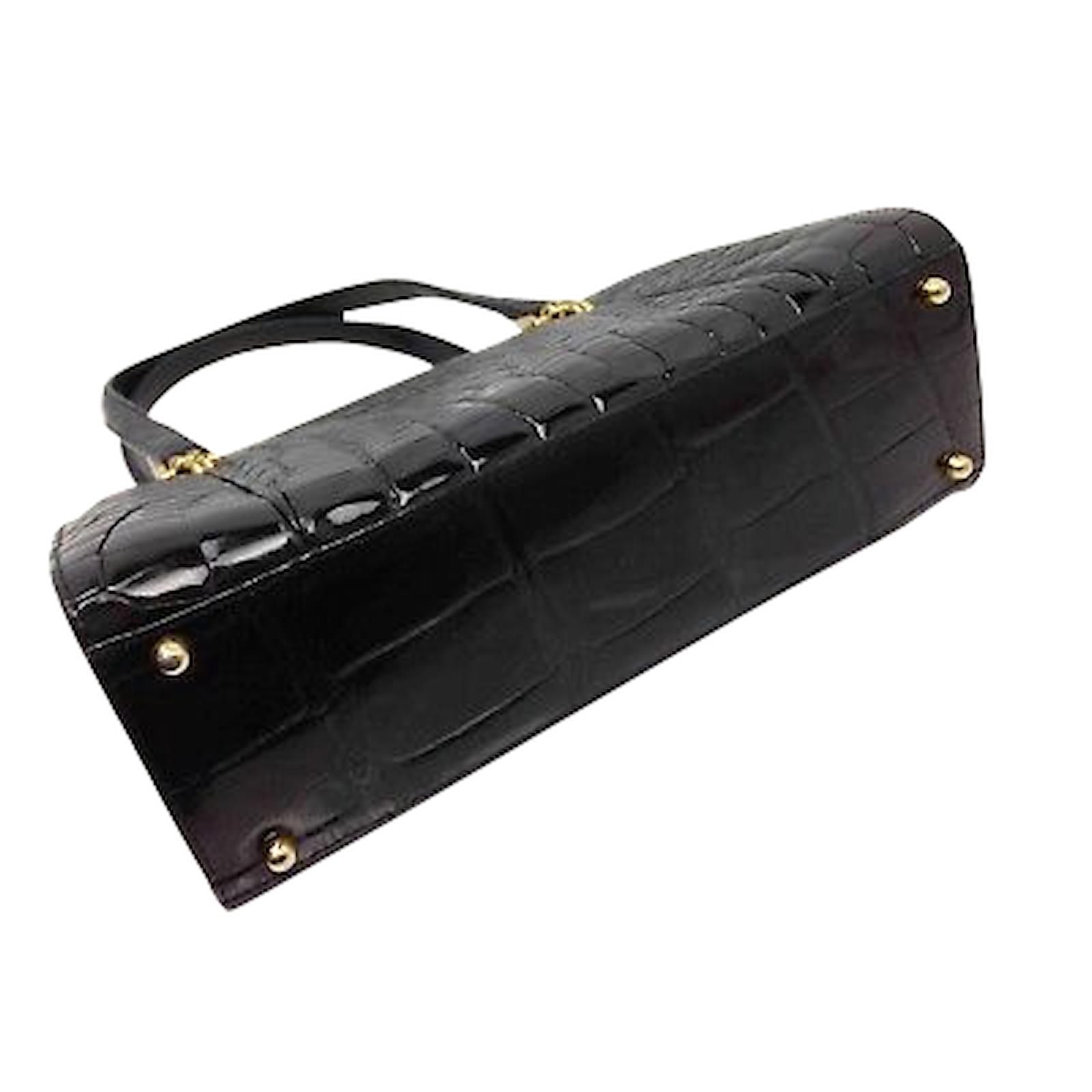 Autre Marque Sac ?� main en cuir de crocodile Cuirs exotiques Noir ref.91385 - Joli Closet