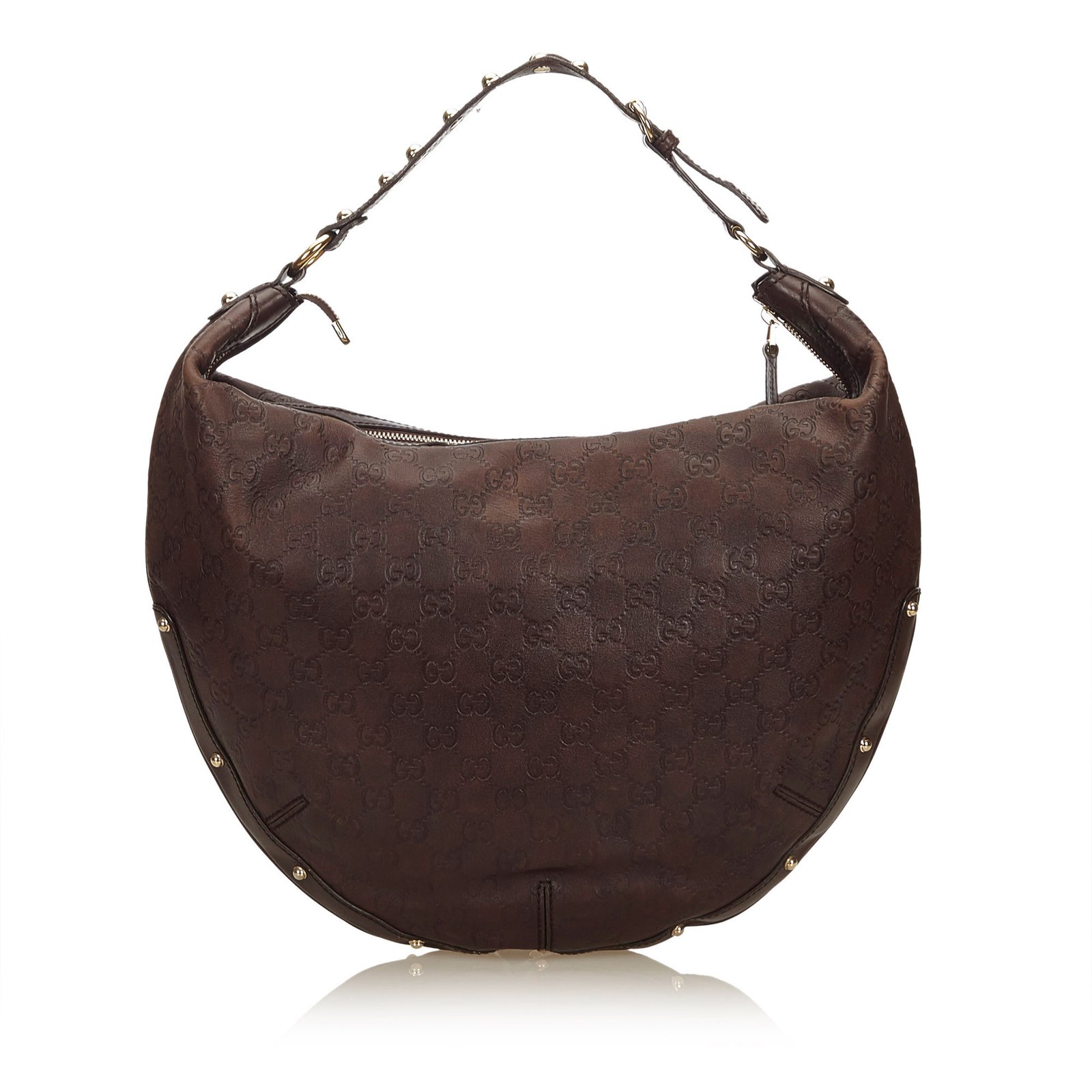 Studded Guccissima Leather Biba Hobo Brown ref.91967 - Joli Closet