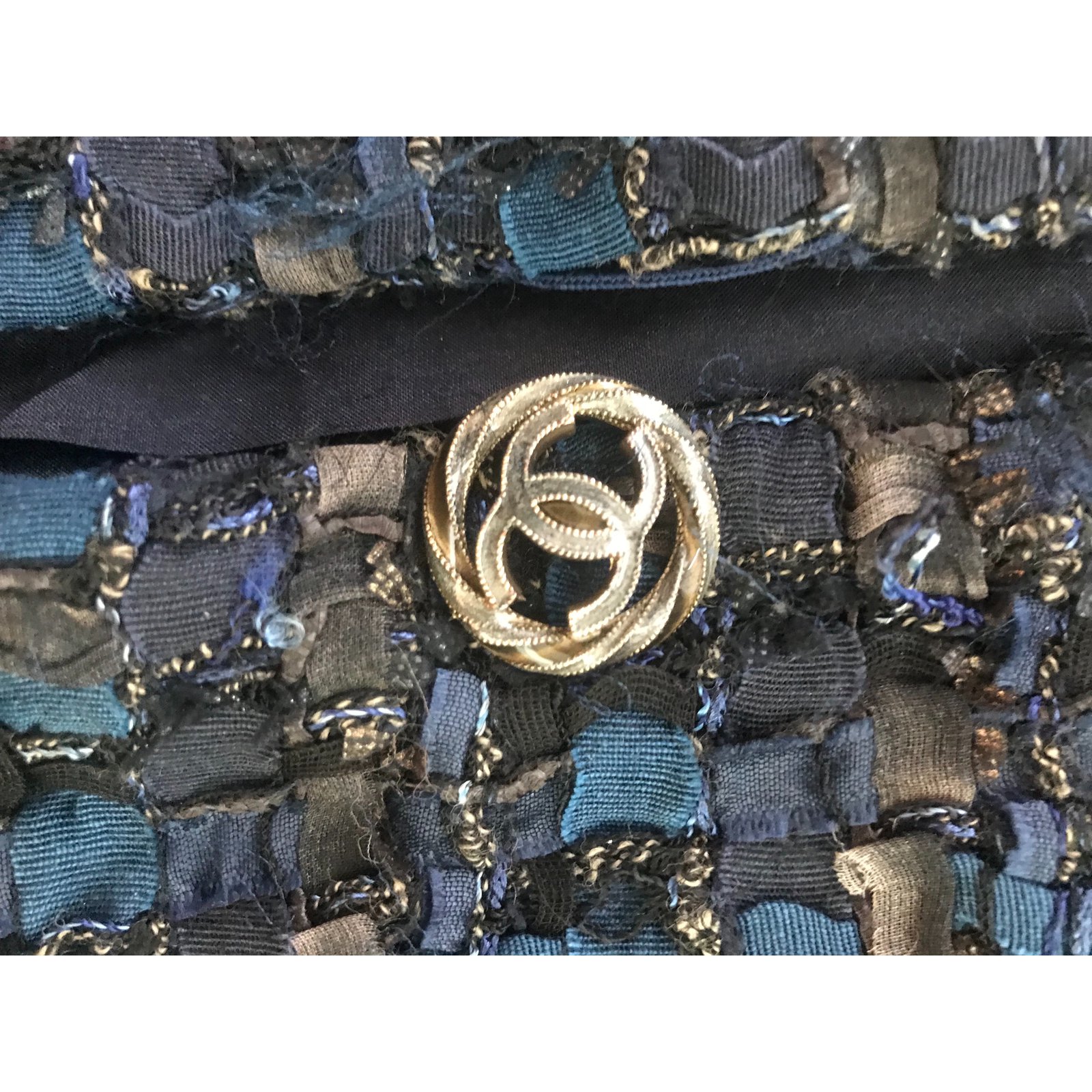 Chanel Blue Silk Ribbon Jacket ref.92371 - Joli Closet