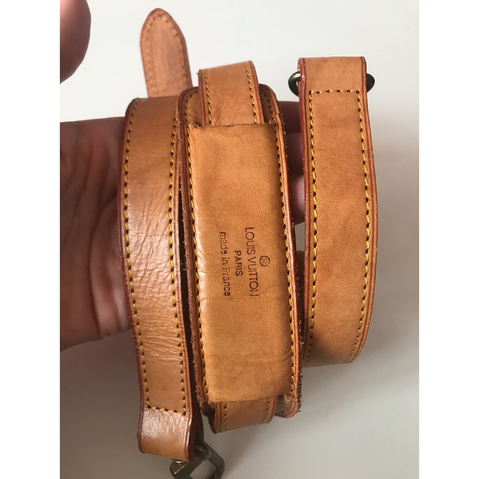 Louis Vuitton Adjustable Shoulder Strap with Shoulder Pad Handbags Leather,Metal Beige,Golden ...