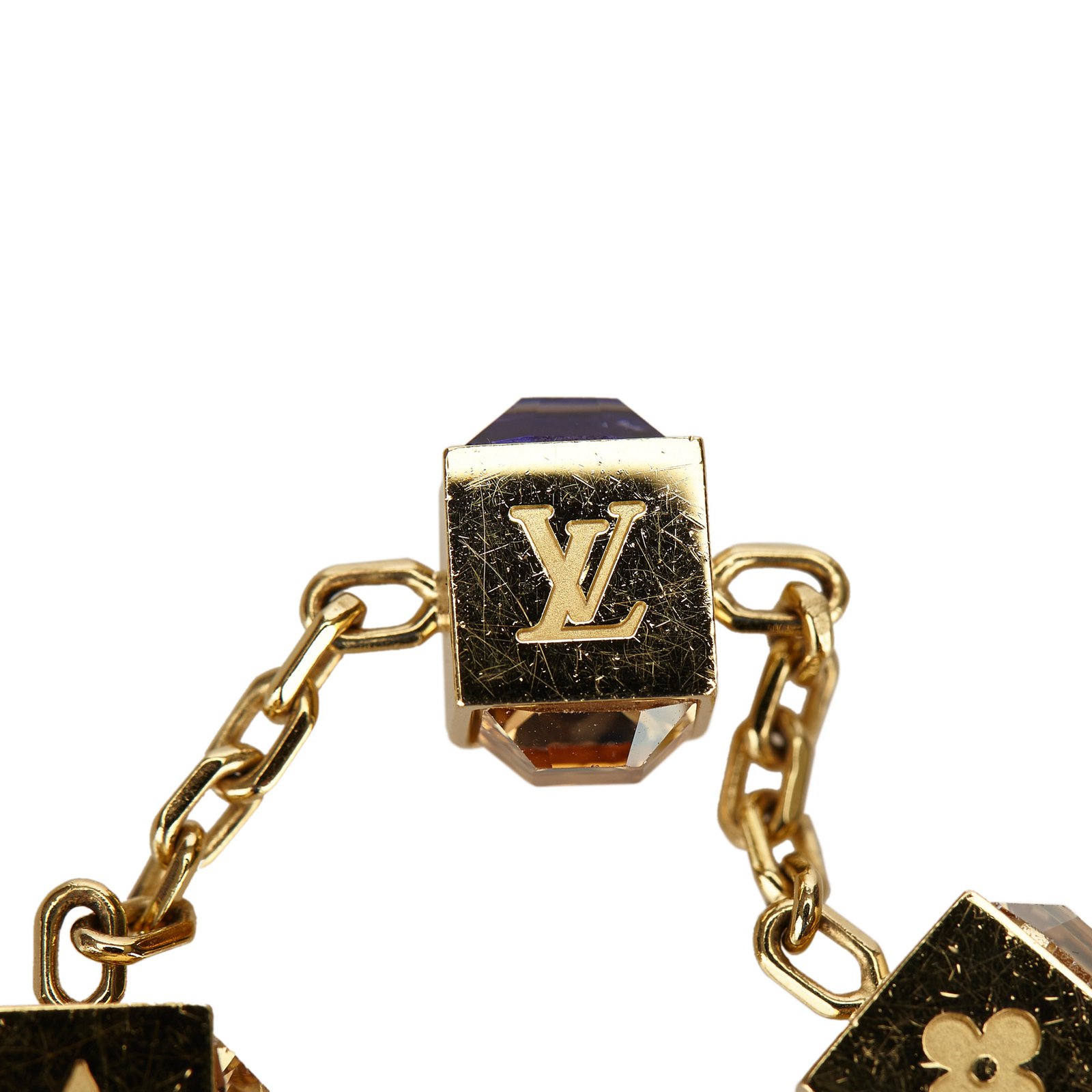 Louis Vuitton Crystal Gamble Station Bracelet - Purple, Brass Link