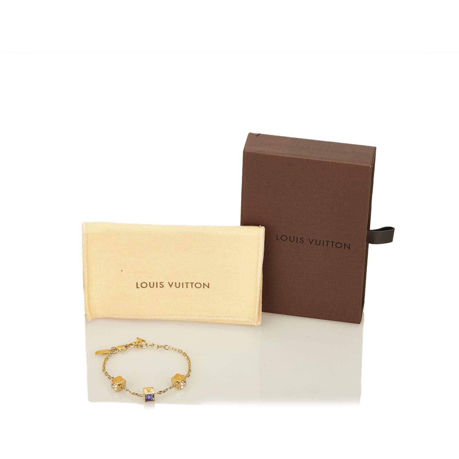 Louis Vuitton Gold Gamble Crystal Bracelet Golden Metal ref.963925
