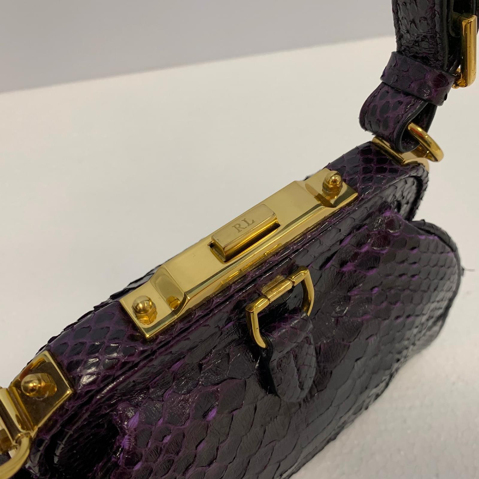 Ralph Lauren Python evening clutch Purple ref.98634 - Joli Closet