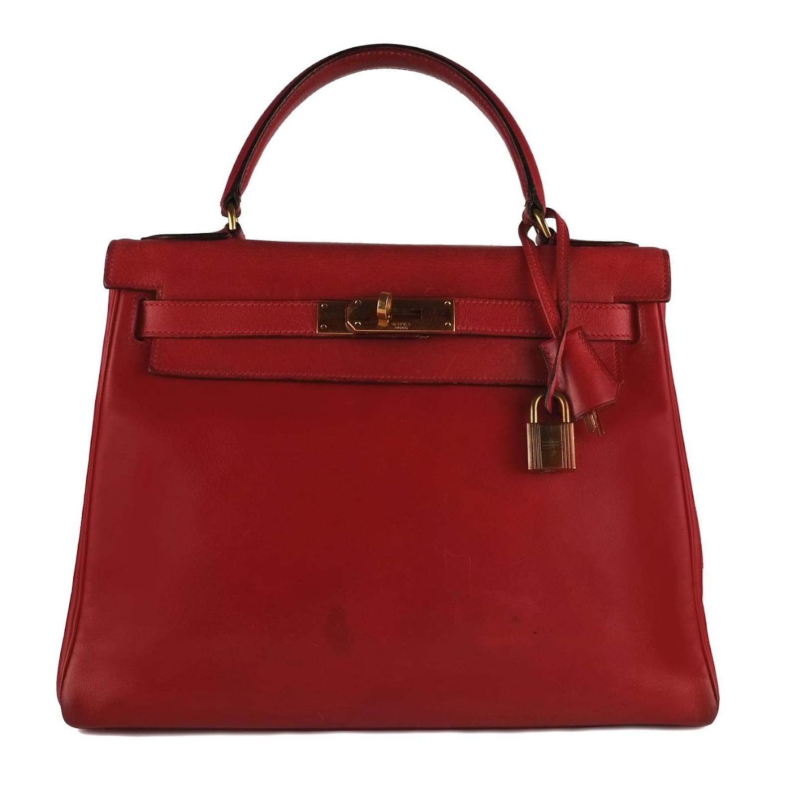 Sac Hermès Kelly 28 en cuir box rouge H ! ref.98754 Joli Closet