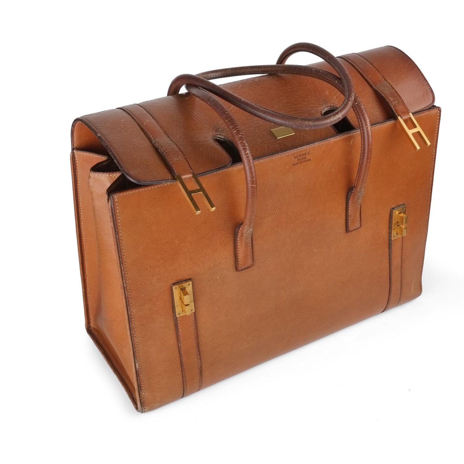 Hermes Cognac Courchevel Leather Toiletry Case at 1stDibs