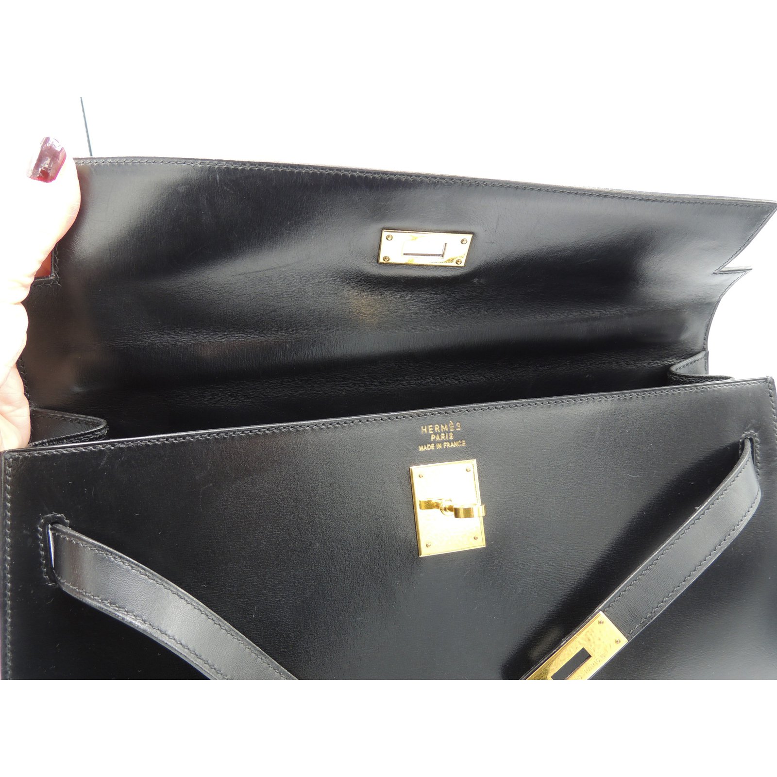 Hermès HERMES BAG KELLY 35 SELLIER Black Leather ref.99011 - Joli Closet