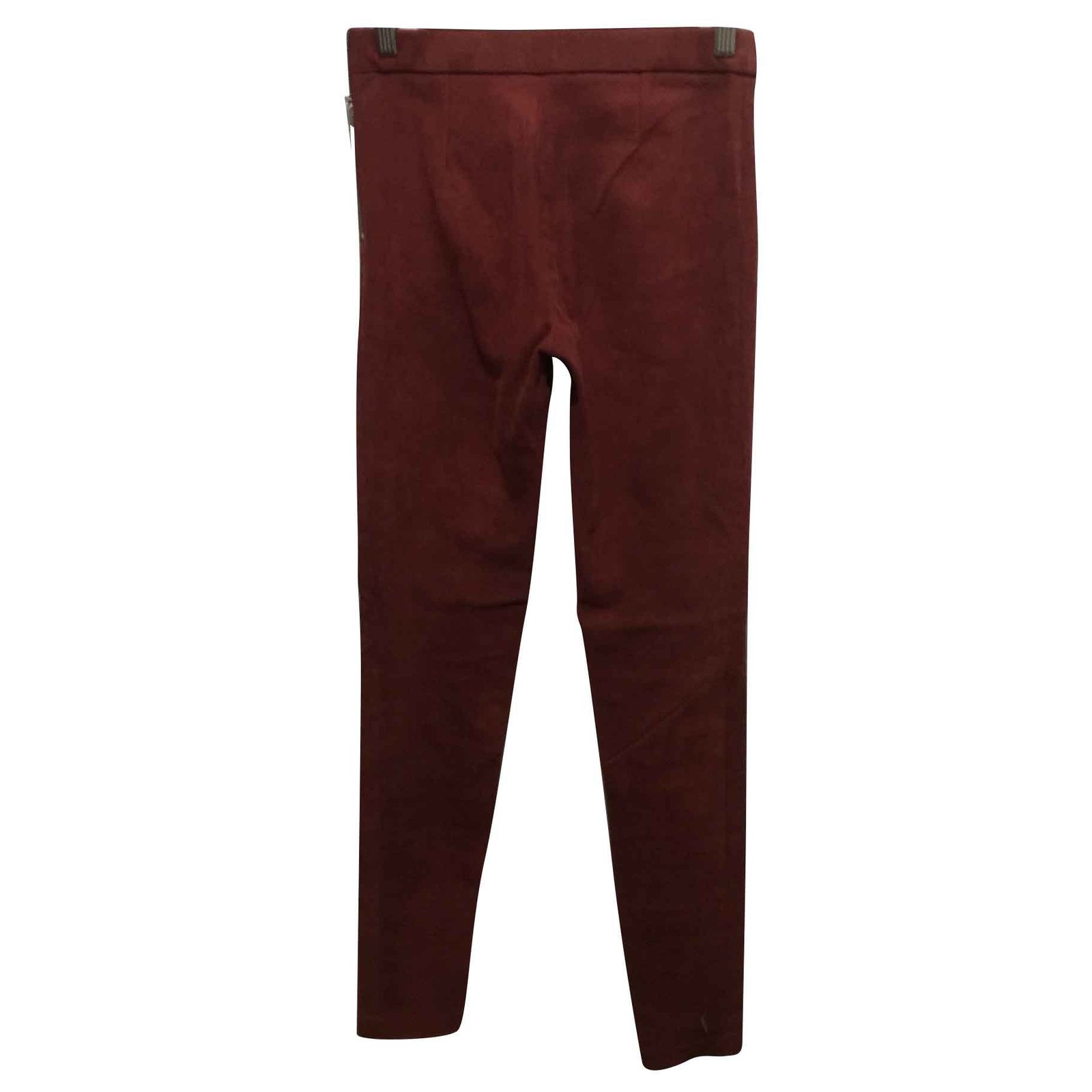 berry leather trousers