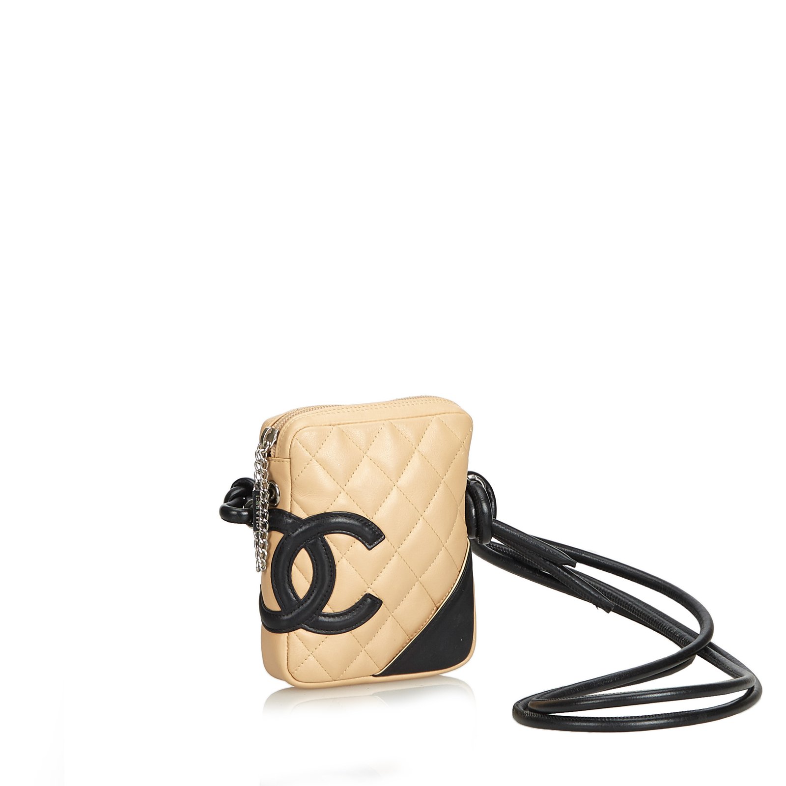 Chanel Cambon Ligne Crossbody Bag Brown Black Beige Leather ref