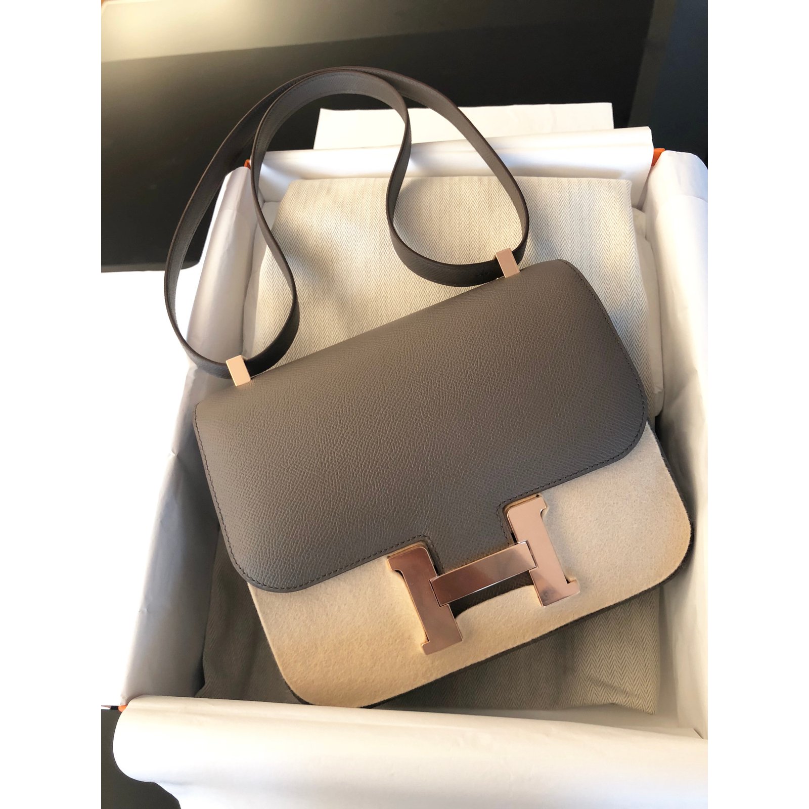 Hermès Hermes bag Constance 18 Gray Seagull Grey Leather ref.100845 - Joli  Closet