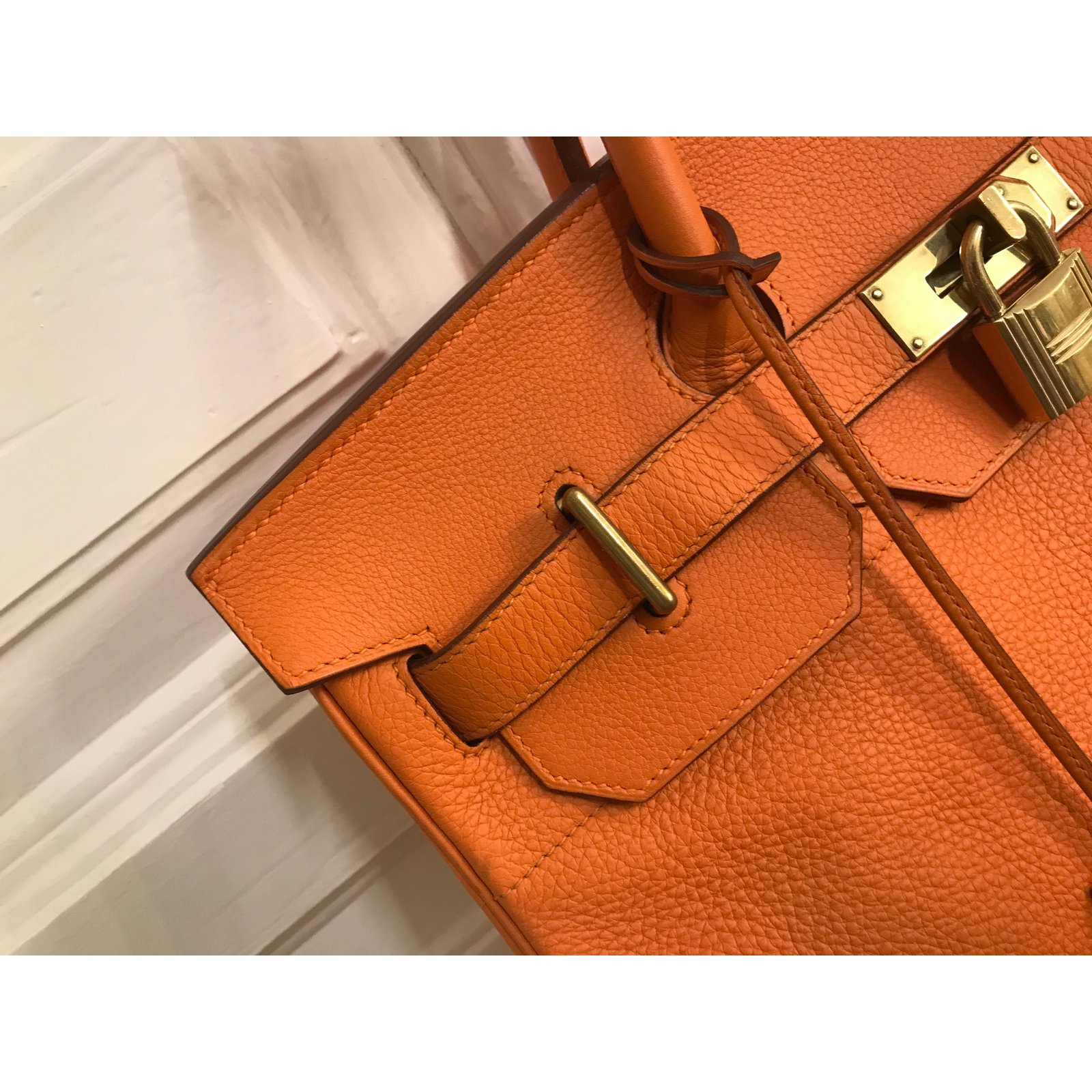 Hermès Birkin 40 Orange Bag Leather ref.631956 - Joli Closet