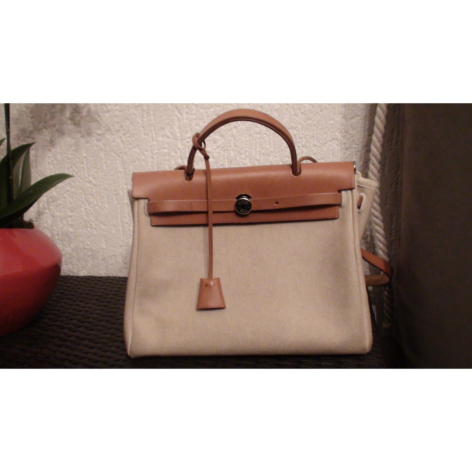 Herbag cloth handbag Hermès Beige in Cloth - 26203999