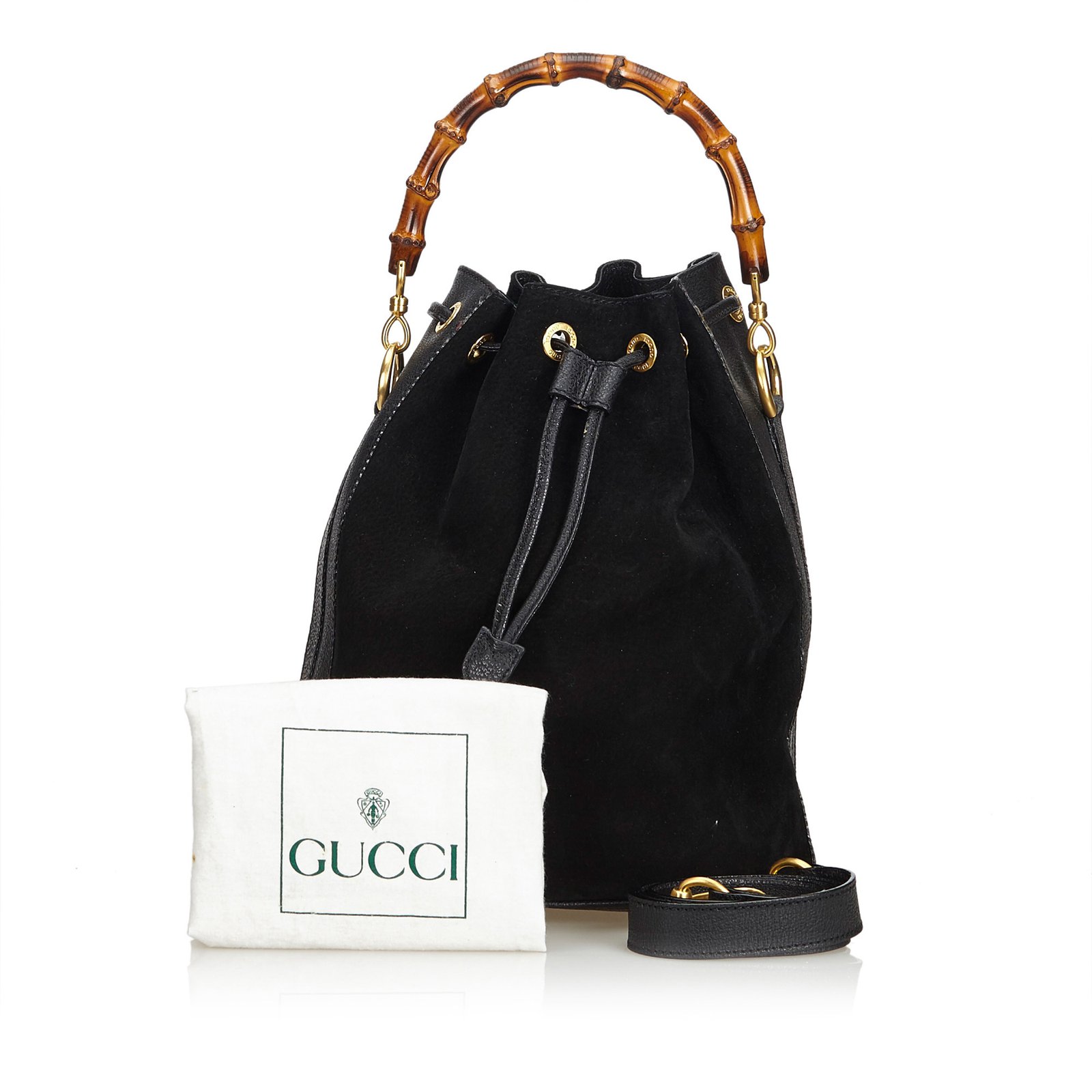 Gucci Bamboo Suede Bucket Bag Handbags 
