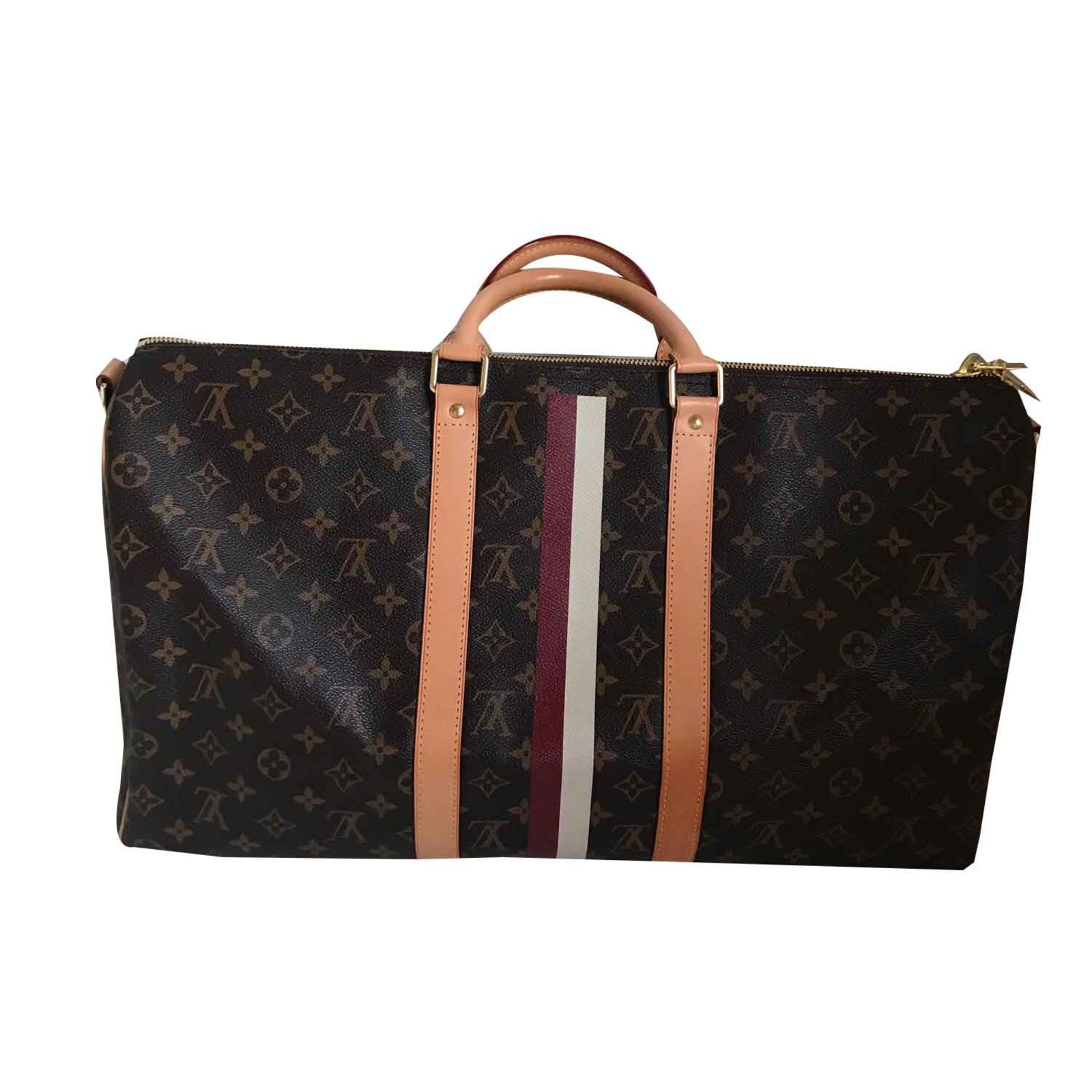 Louis Vuitton Keepall Shoulder Strap My Monogram Dark brown Cloth  ref.101180 - Joli Closet