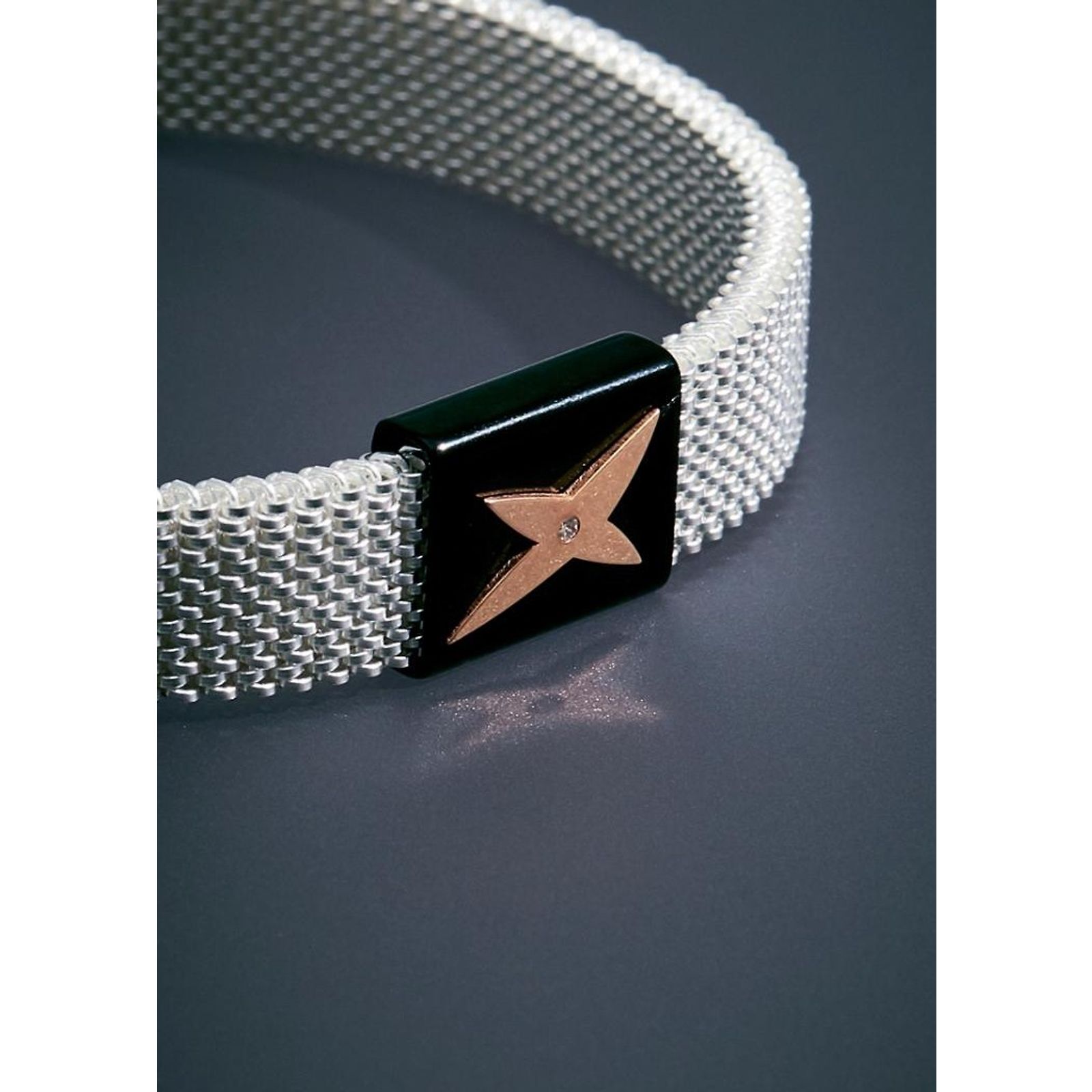 Mauboussin Bracelet Homme Avec Petit Diamant Acier Argent Ref 101238 