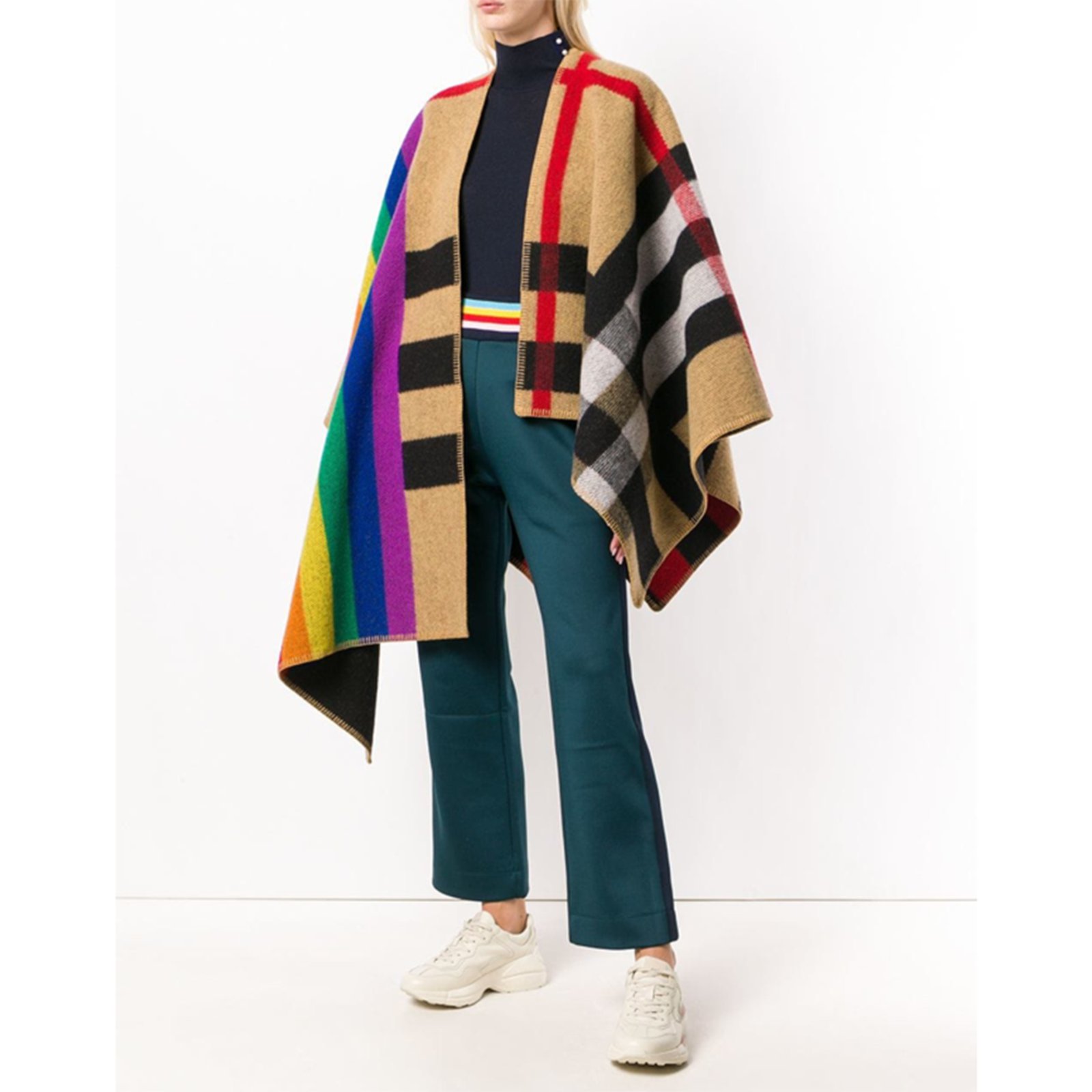 burberry rainbow wool vintage poncho