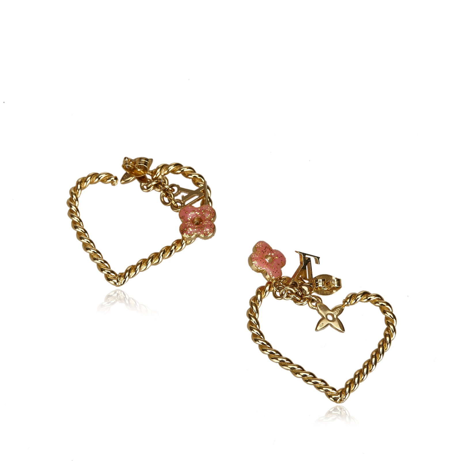 Louis Vuitton Sweet Monogram In My Heart Hoop Earrings Pink Golden
