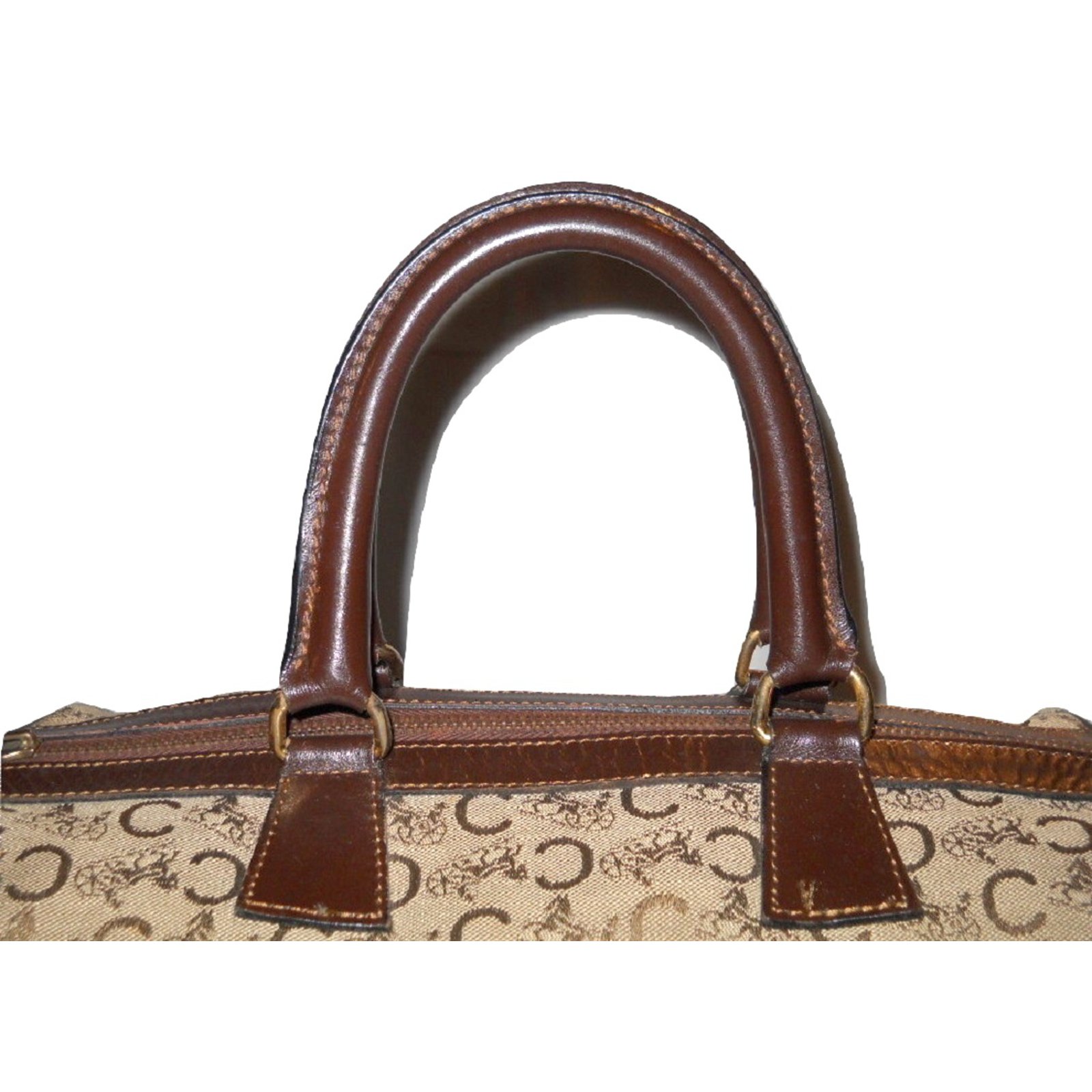 Celine Natural/Brown Sulky Print Canvas and Leather Mini Vertical