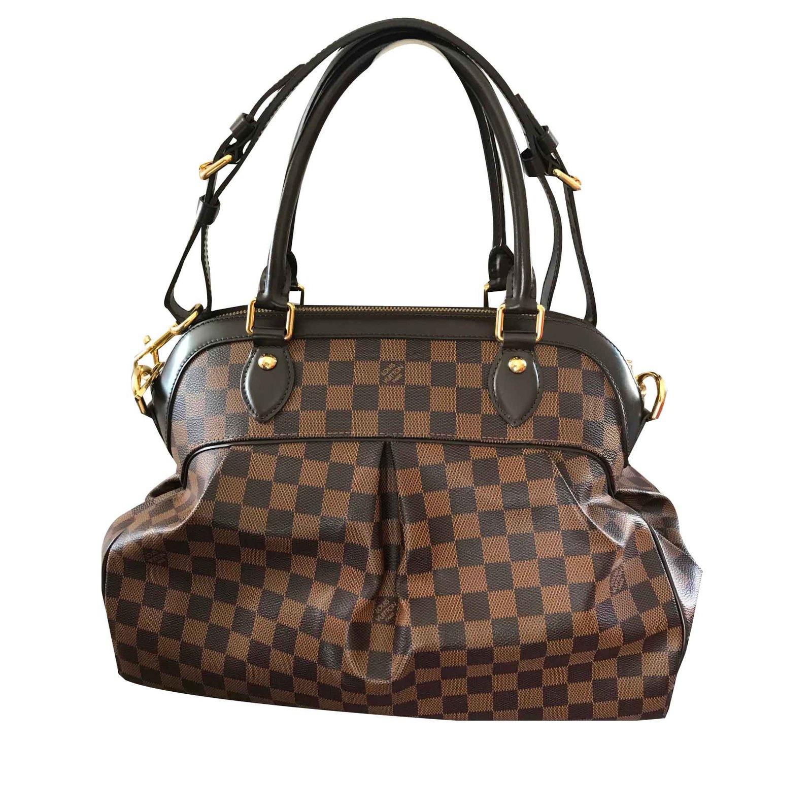Louis Vuitton Trevi GM Dark brown Leather Cloth ref.60286 - Joli