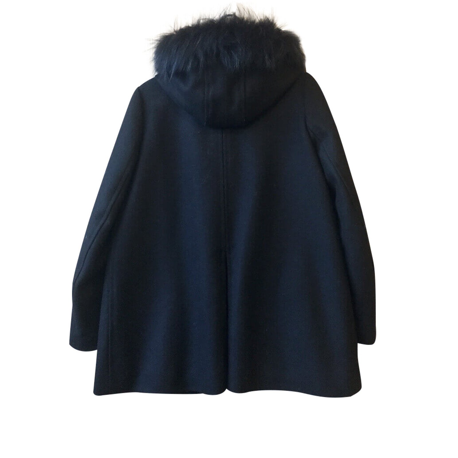 Manteaux Maje parka Grenelle Laine Noir ref.103189 Joli Closet Manteaux Maje Manteau avec capuche Cachemire,Laine,Raton
