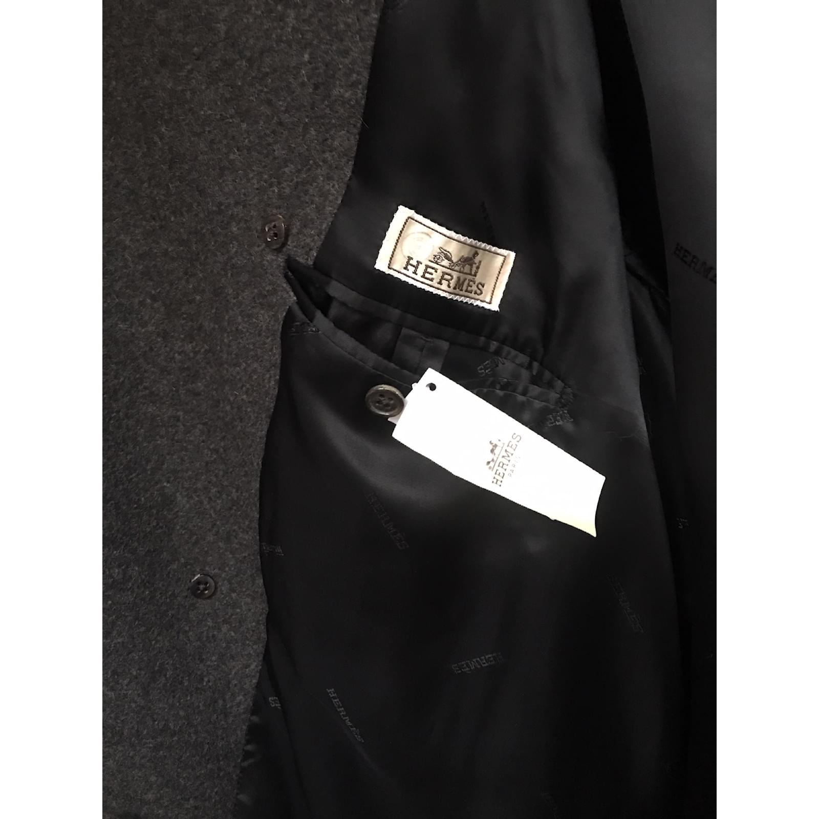 Manteaux homme Hermès Sublime manteau Hermès Couture laine Manteaux homme Hermès Caban Laine Noir ref.49659 Joli Closet
