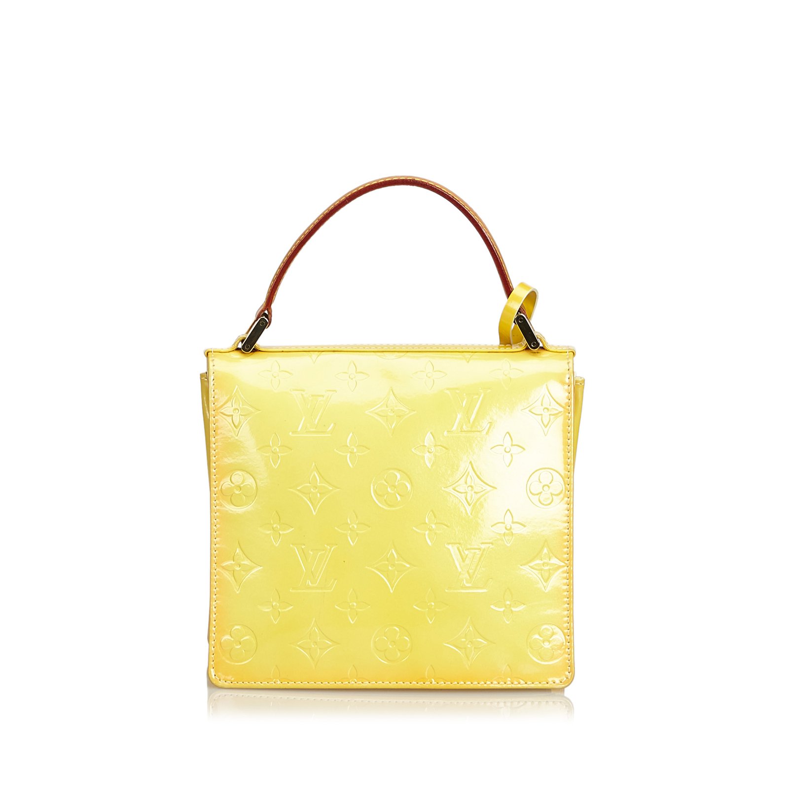 Louis Vuitton Vernis Spring Street Handbag Mustard Yellow Gold