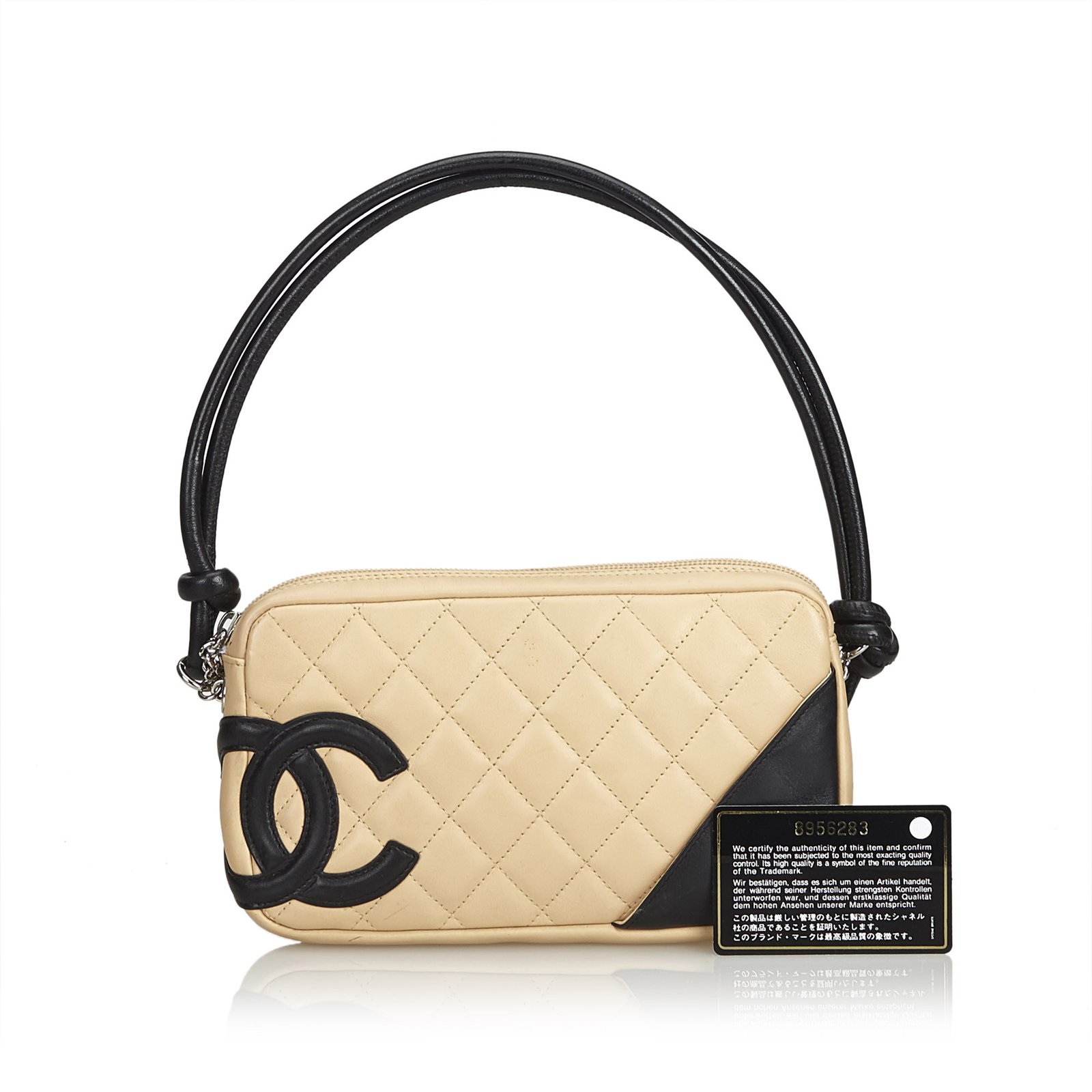Chanel Cambon Ligne Pochette Black White Cream Leather ref.103560